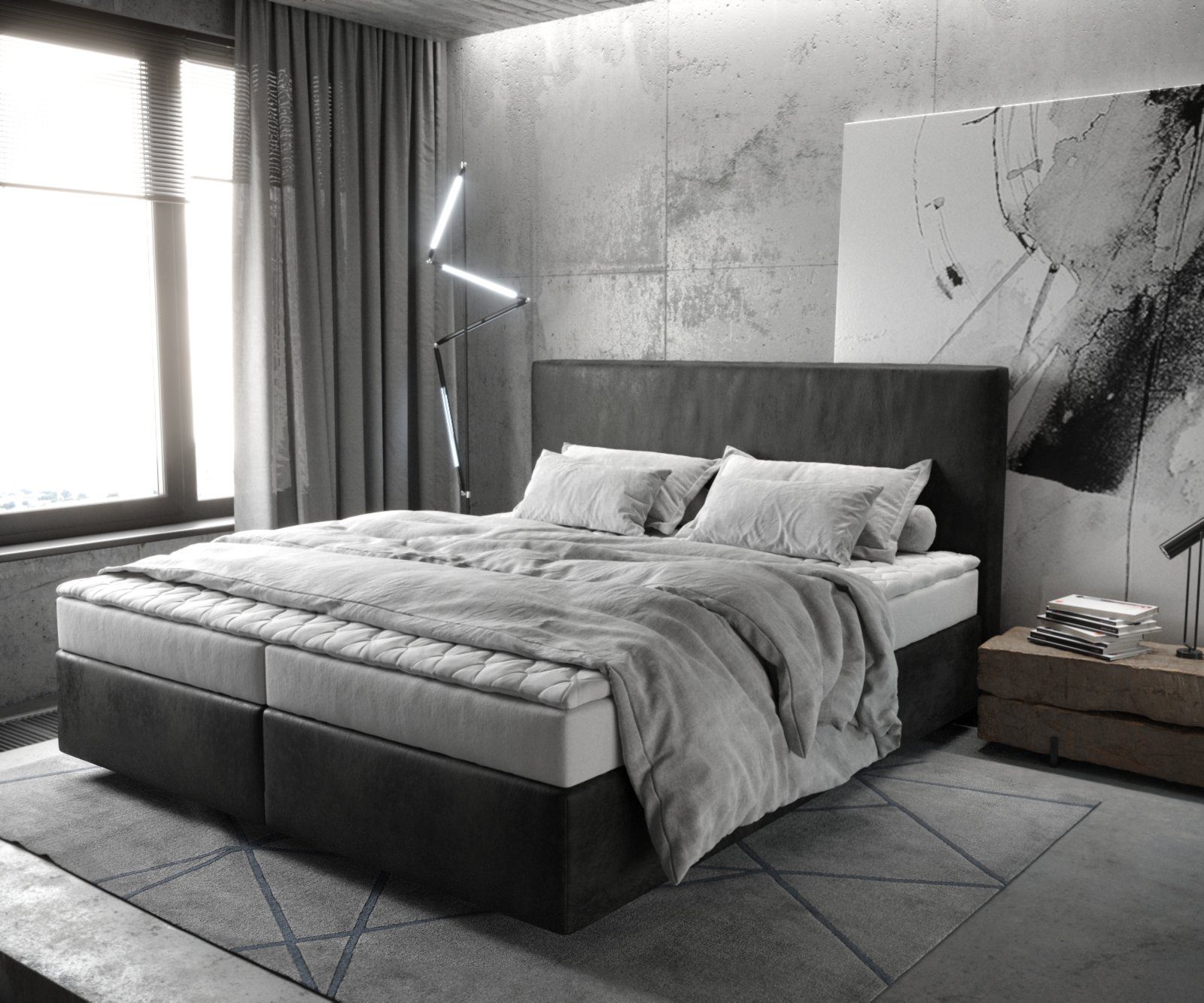 DELIFE Boxspringbett Dream-Well, Mikrofaser Anthrazit Vintage günstig online kaufen