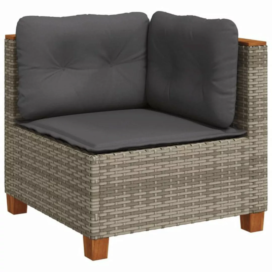 vidaXL Loungesofa Garten-Ecksofa mit Kissen Grau Poly Rattan, 1 Teile günstig online kaufen