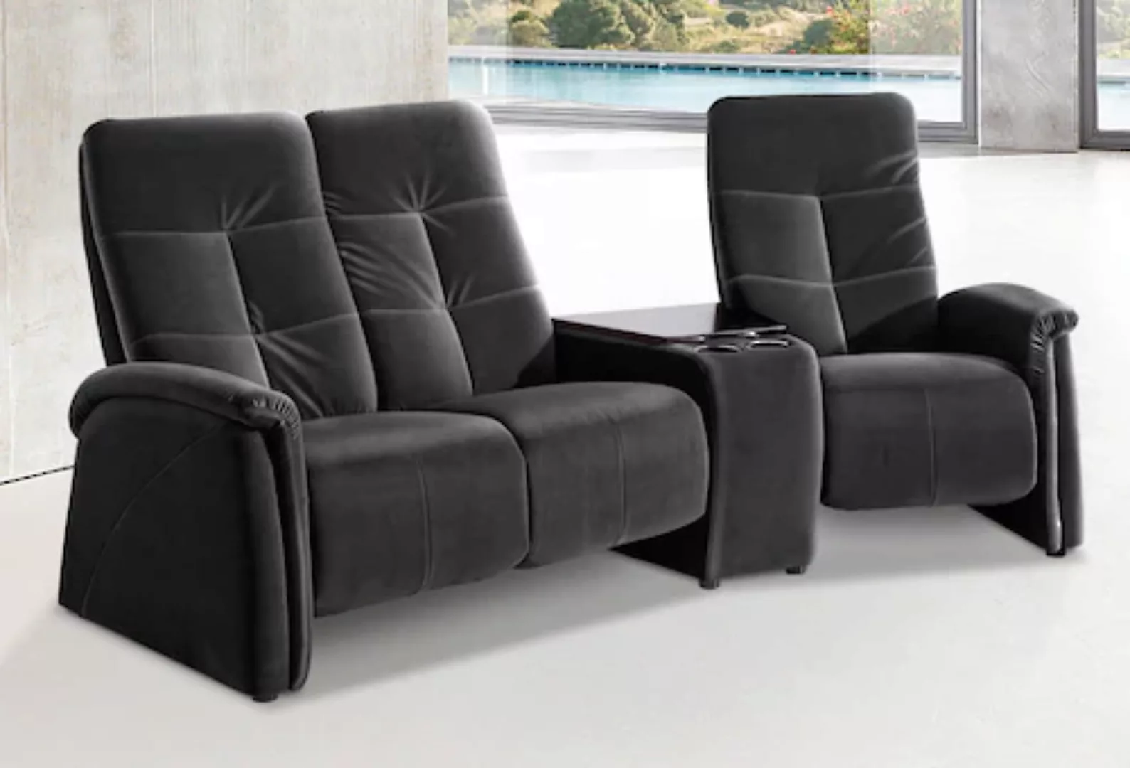 exxpo - sofa fashion 3-Sitzer »Tivoli, Kinosofa mit Tischablage und Staurau günstig online kaufen