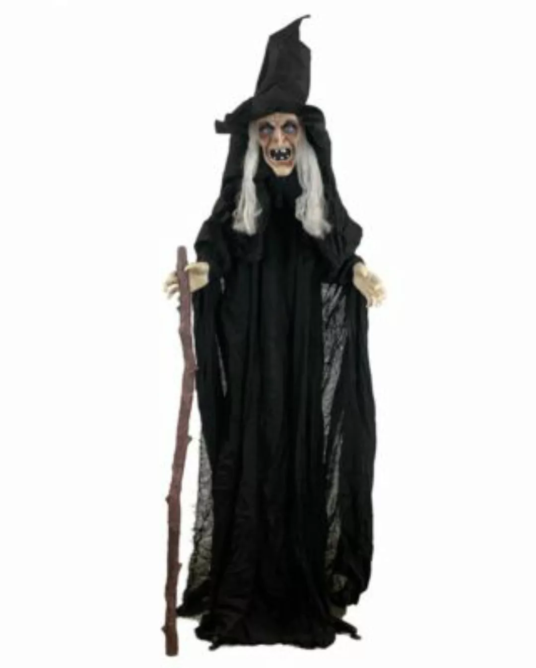 Halloween Figur Hexe Agatha mit Bewegung, Sound & Licht Partydeko schwarz günstig online kaufen