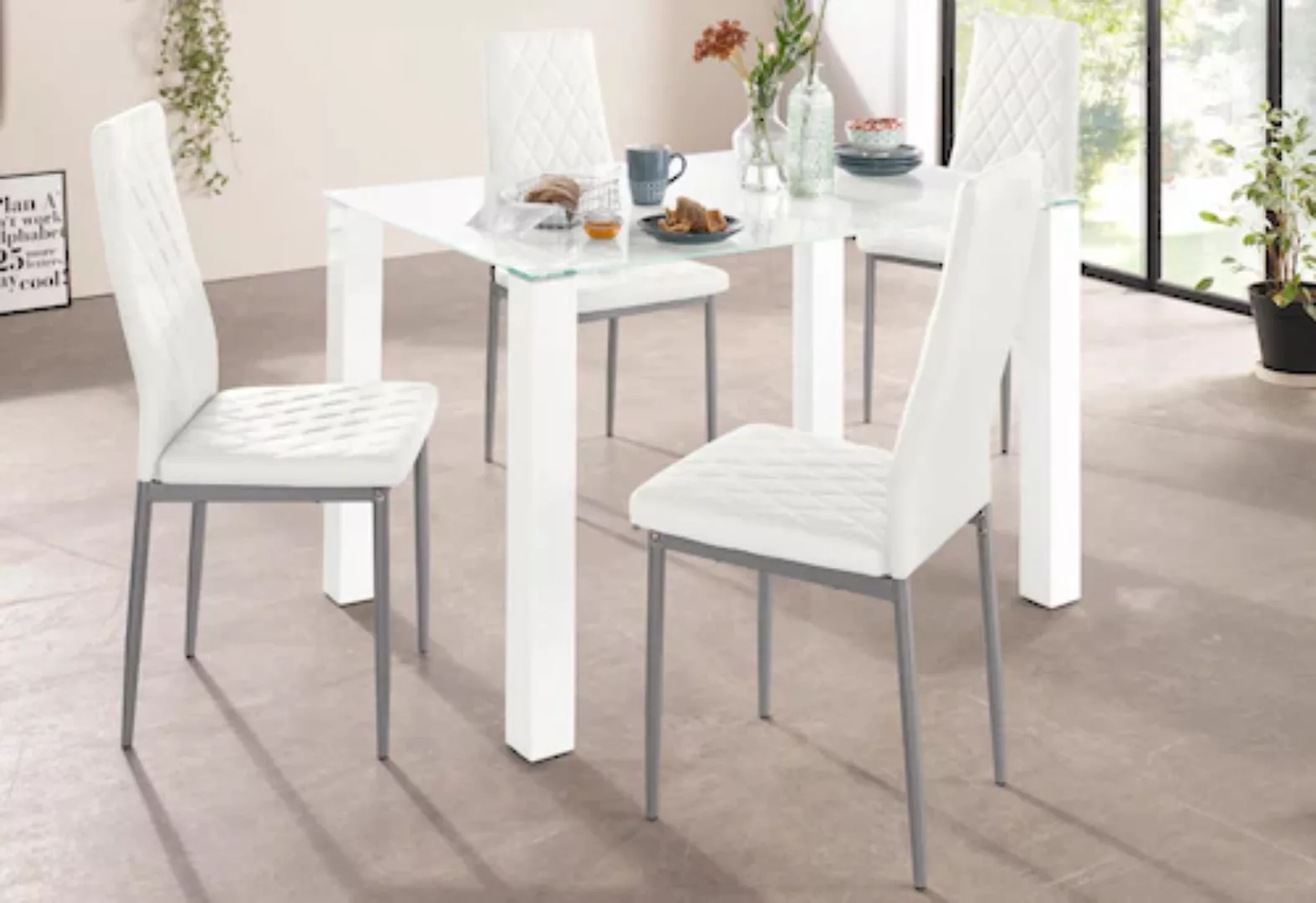 INOSIGN Essgruppe, (Set, 5 tlg.), mit Glastisch, Breite 120 cm günstig online kaufen