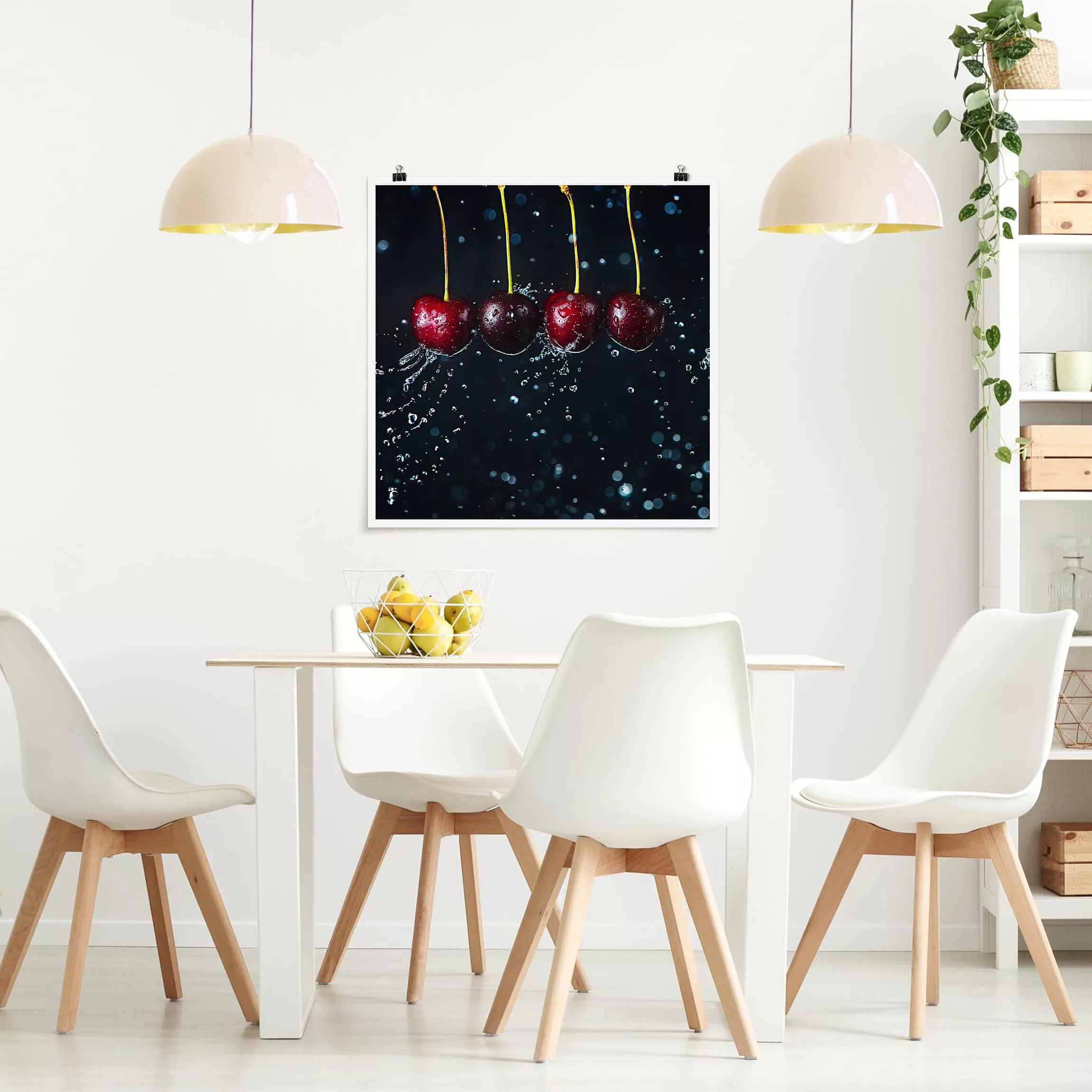 Poster Küche - Quadrat Frische Kirschen günstig online kaufen