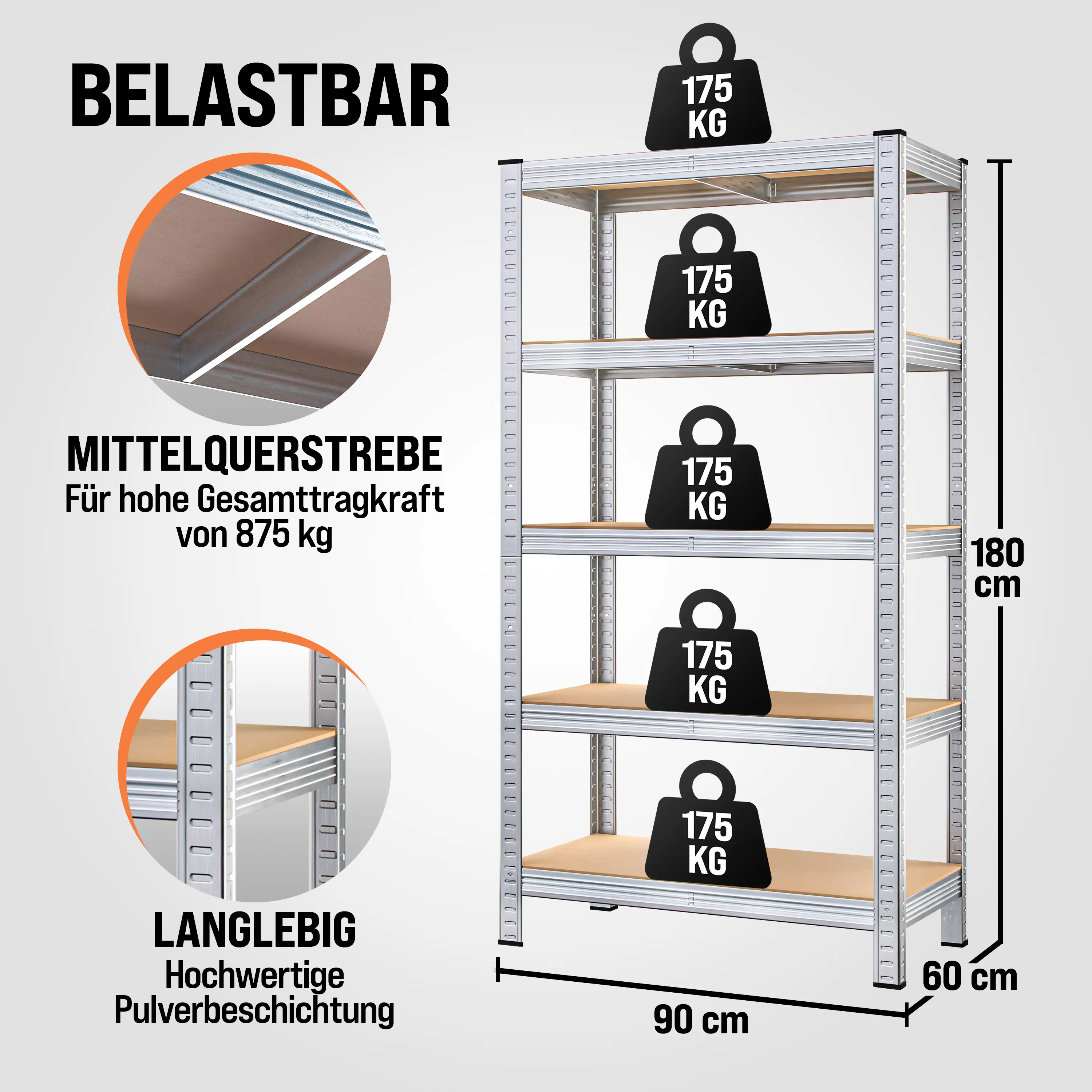 Schwerlastregal 180x90x60cm verzinkt günstig online kaufen