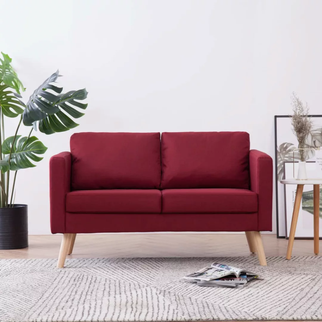 vidaXL Sofa 2-Sitzer-Sofa Stoff Weinrot Couch günstig online kaufen