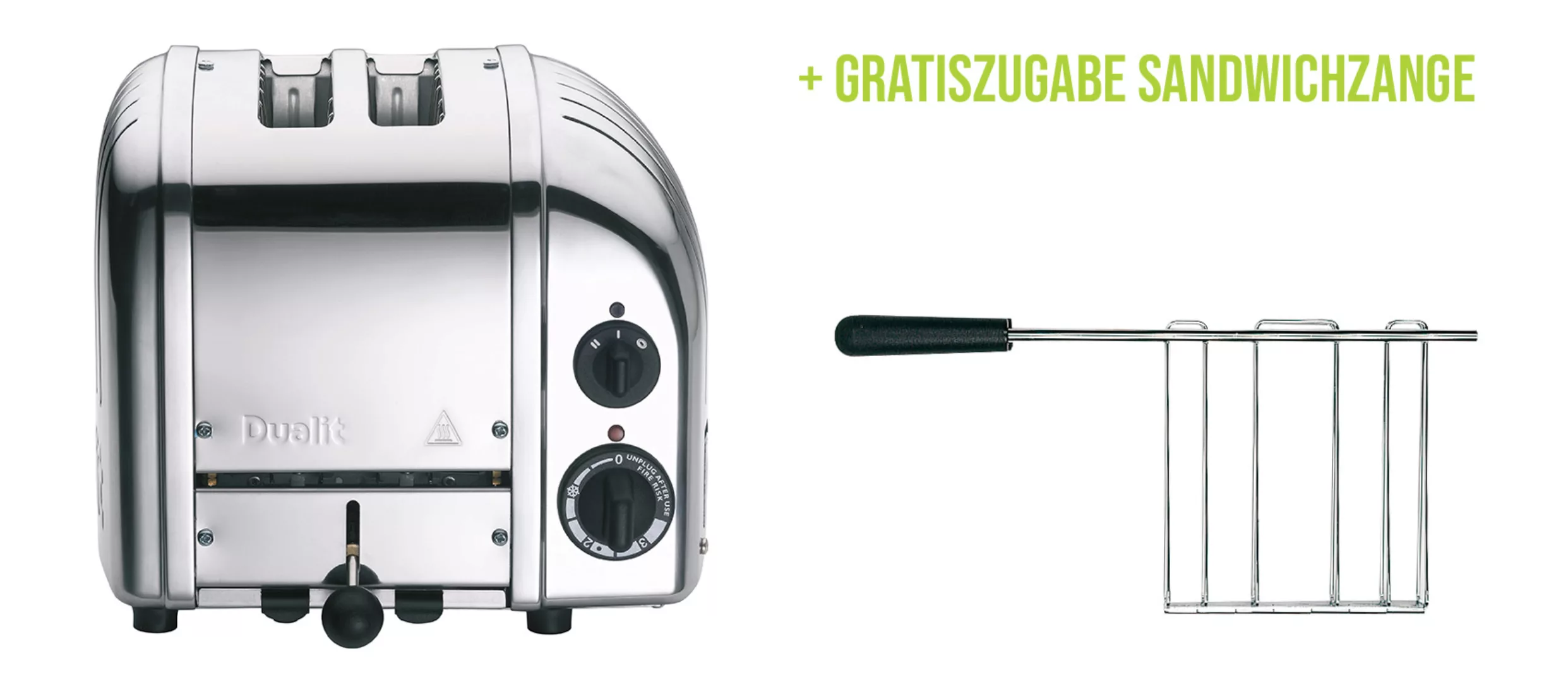 Classic Toaster Premium 2-Schlitz inkl. Gratis Brötchenaufsatz Poliert günstig online kaufen