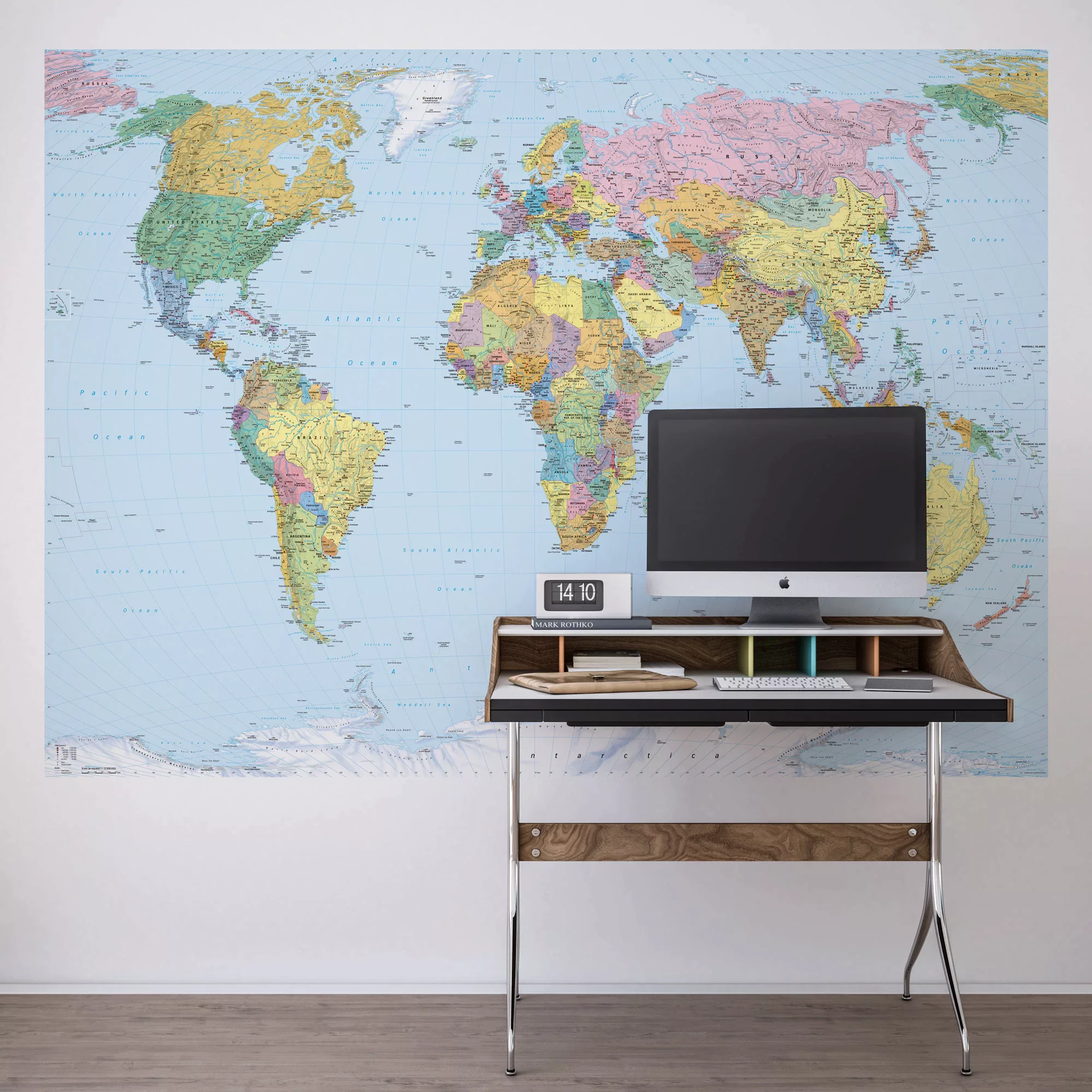 Komar Fototapete »World Map - Größe 270 x 188 cm«, bedruckt, Wohnzimmer, Sc günstig online kaufen