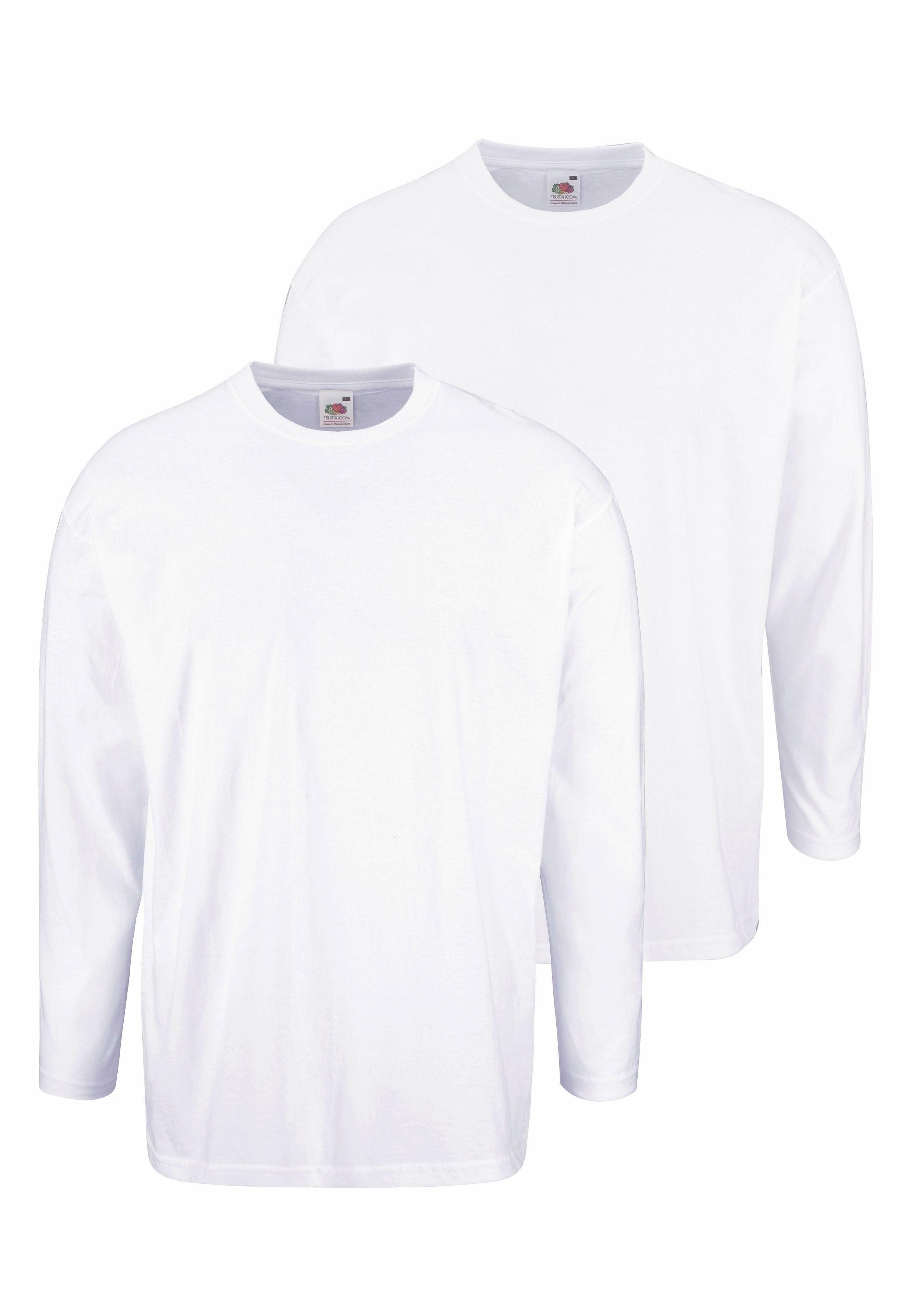 Fruit of the Loom Langarmshirt, (Packung, 2 tlg.), aus reiner Baumwolle günstig online kaufen