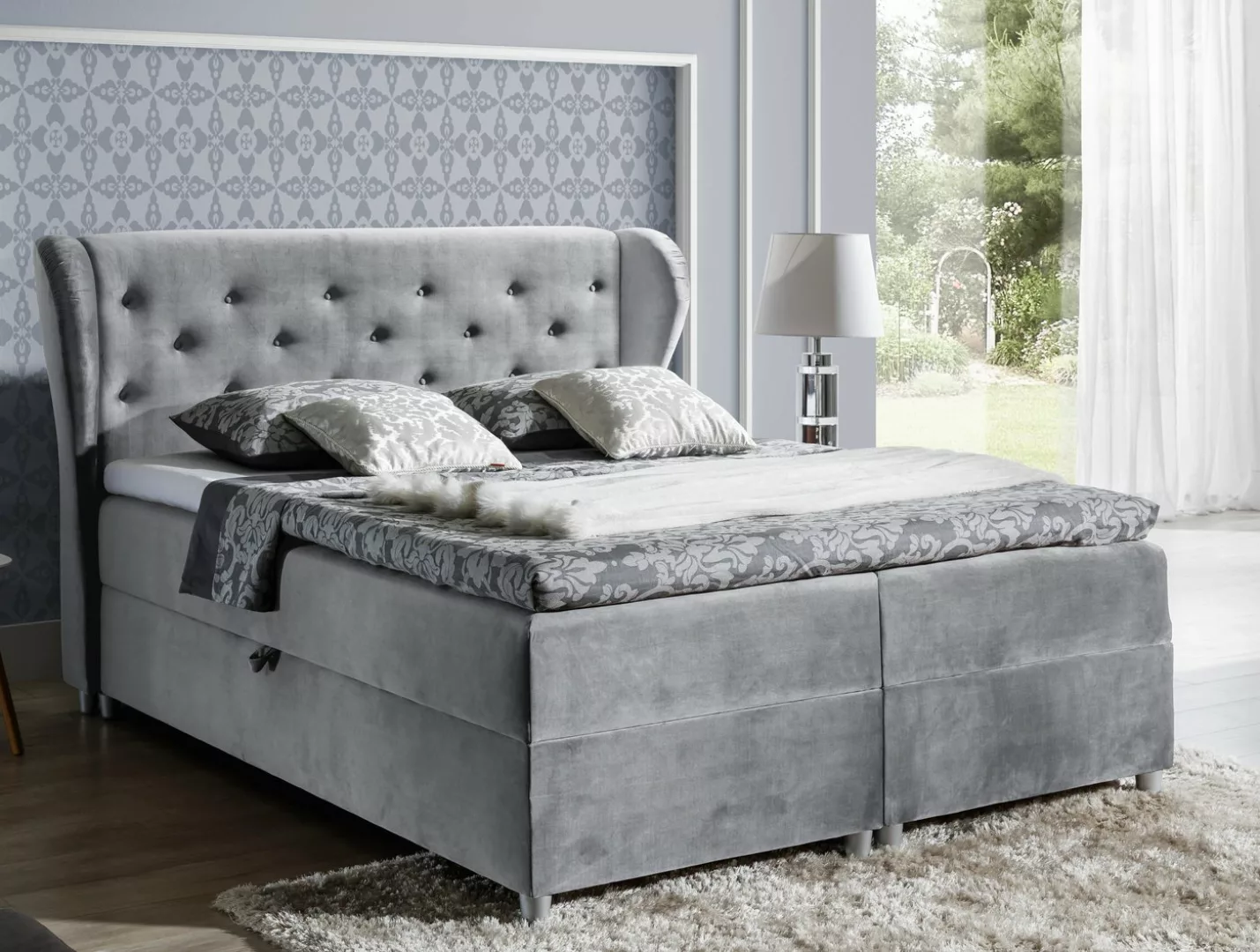 yourhouse24 Boxspringbett Positivo Designerbett Hotelbett mit Zwei Bettkast günstig online kaufen