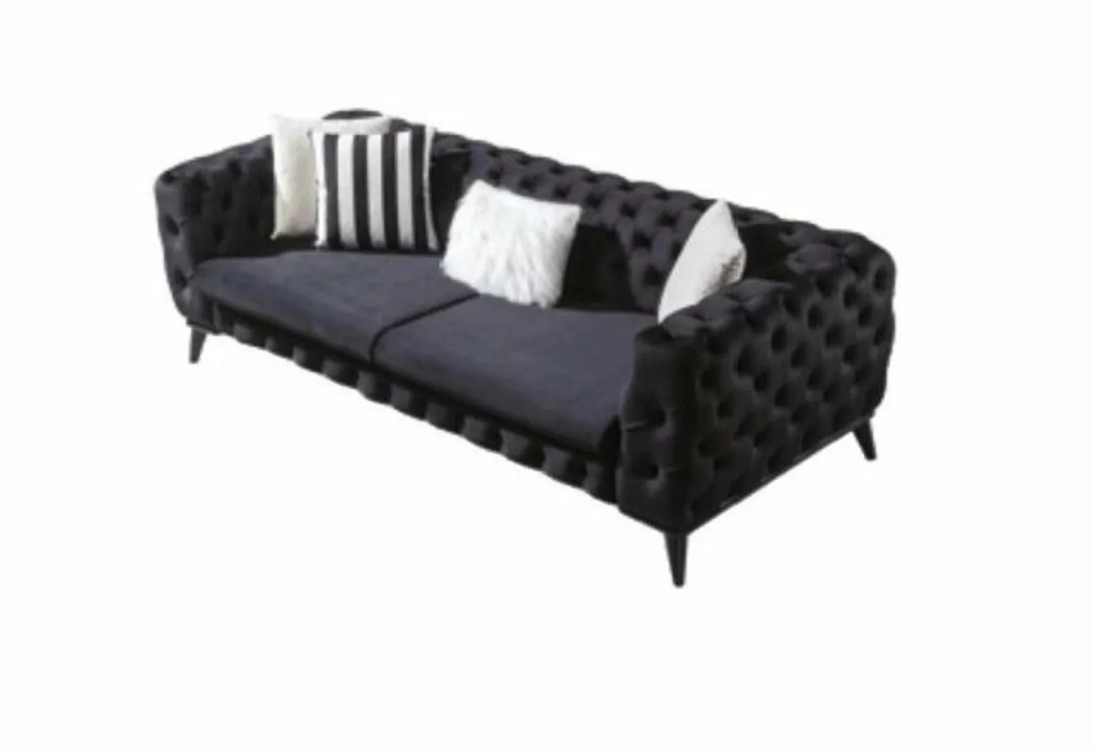 JVmoebel Chesterfield-Sofa Schwarzer Chesterfield Dreisitzer Luxus 3-er Möb günstig online kaufen