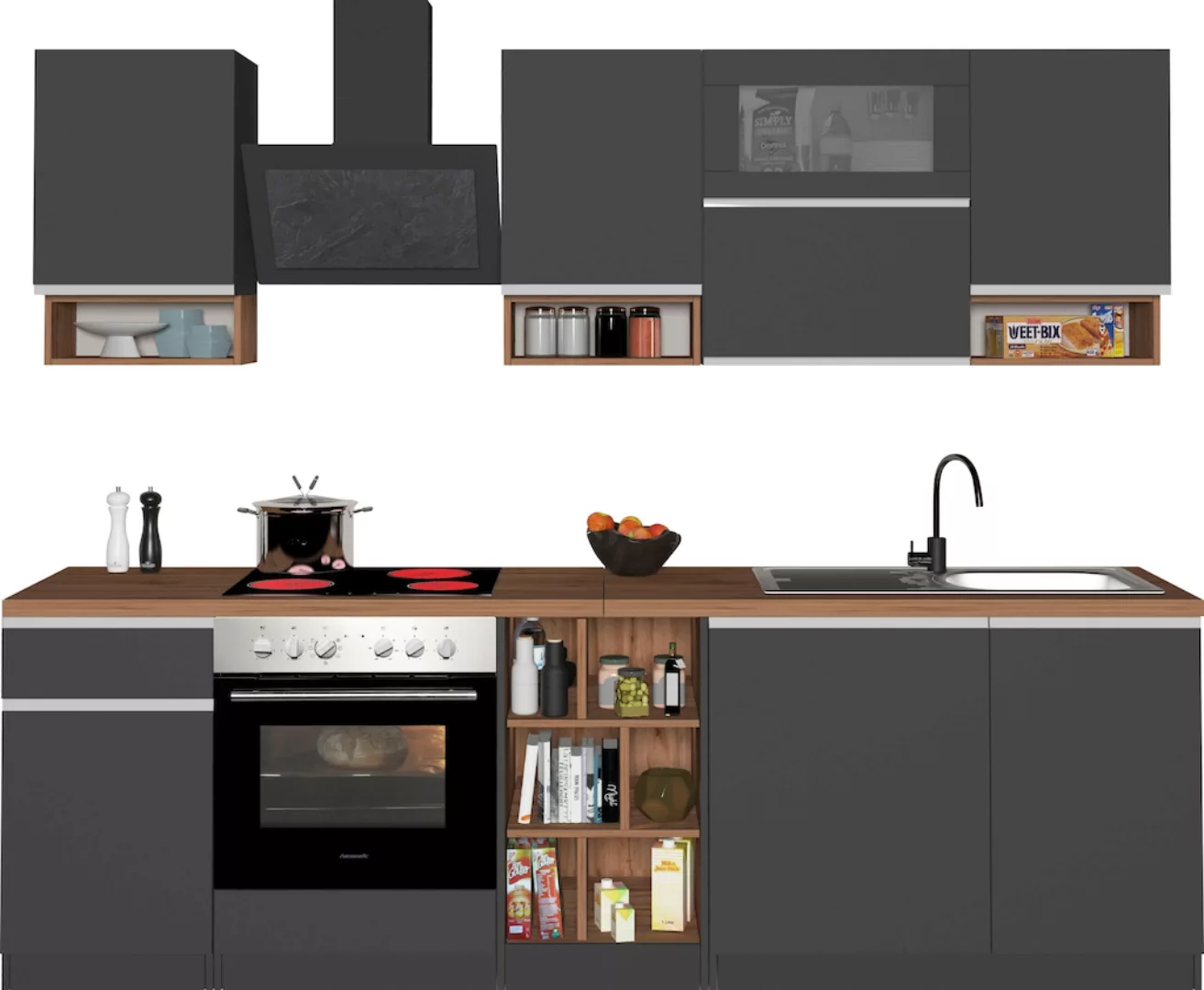 Kochstation Küchenzeile "KS-Sole", Breite 256 cm, mit Geschirr-Abtropfschra günstig online kaufen