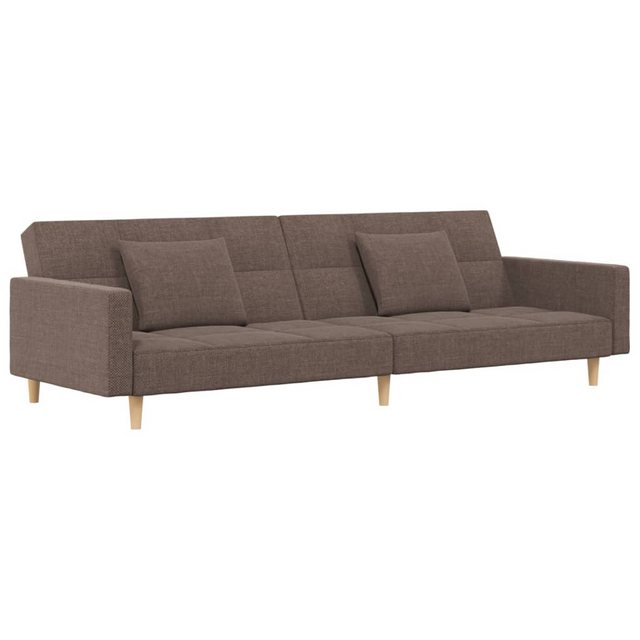 vidaXL Schlafsofa, Sofa 2-Sitzer mit 2 Kissen Taupe Stoff günstig online kaufen