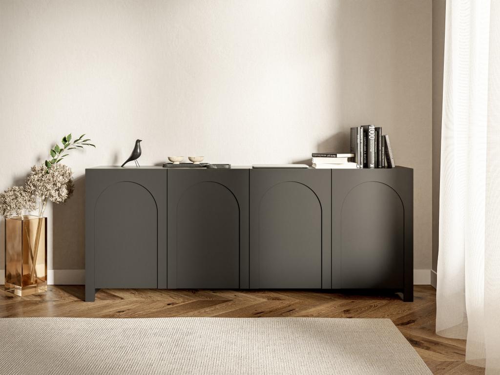 Sideboard mit 4 Türen - MDF - Schwarz - DELANYA günstig online kaufen