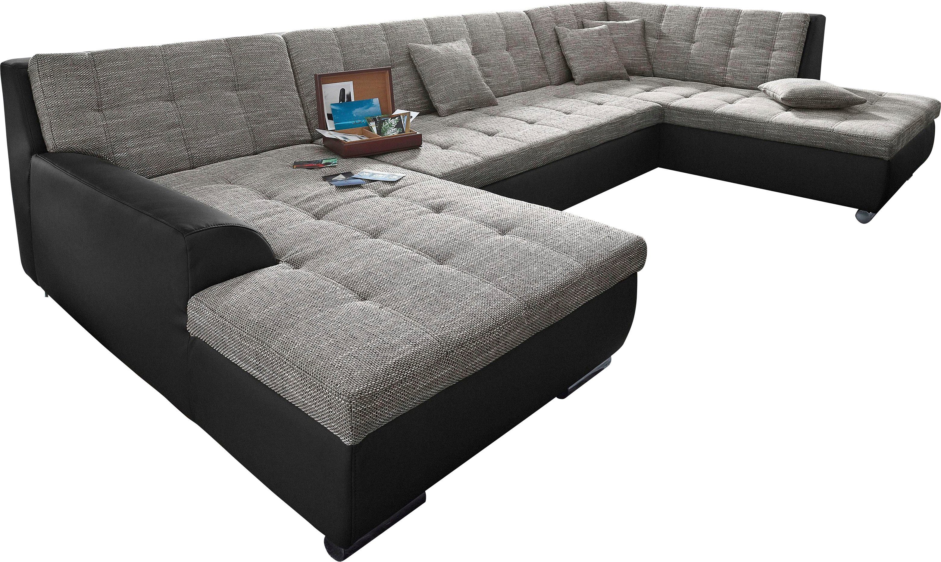 DOMO collection Wohnlandschaft "Treviso incl. Zierkissen, moderne Steppung, günstig online kaufen