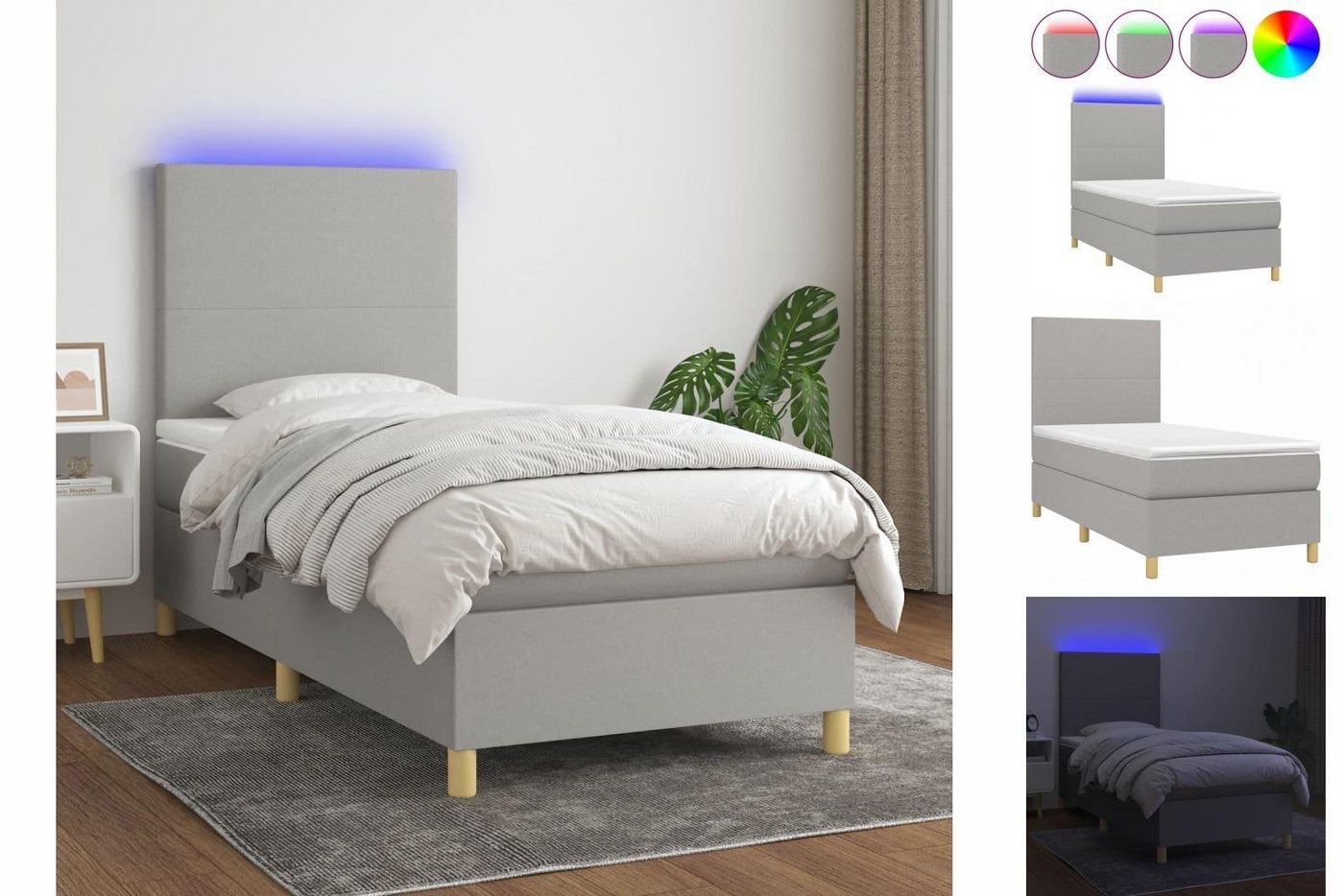 vidaXL Boxspringbett Bett Boxspringbett mit Matratze & Topper & LED (80 x 2 günstig online kaufen