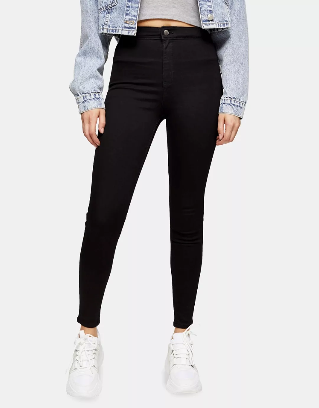 Topshop – Holding-Power Joni – Jeans in Schwarz günstig online kaufen