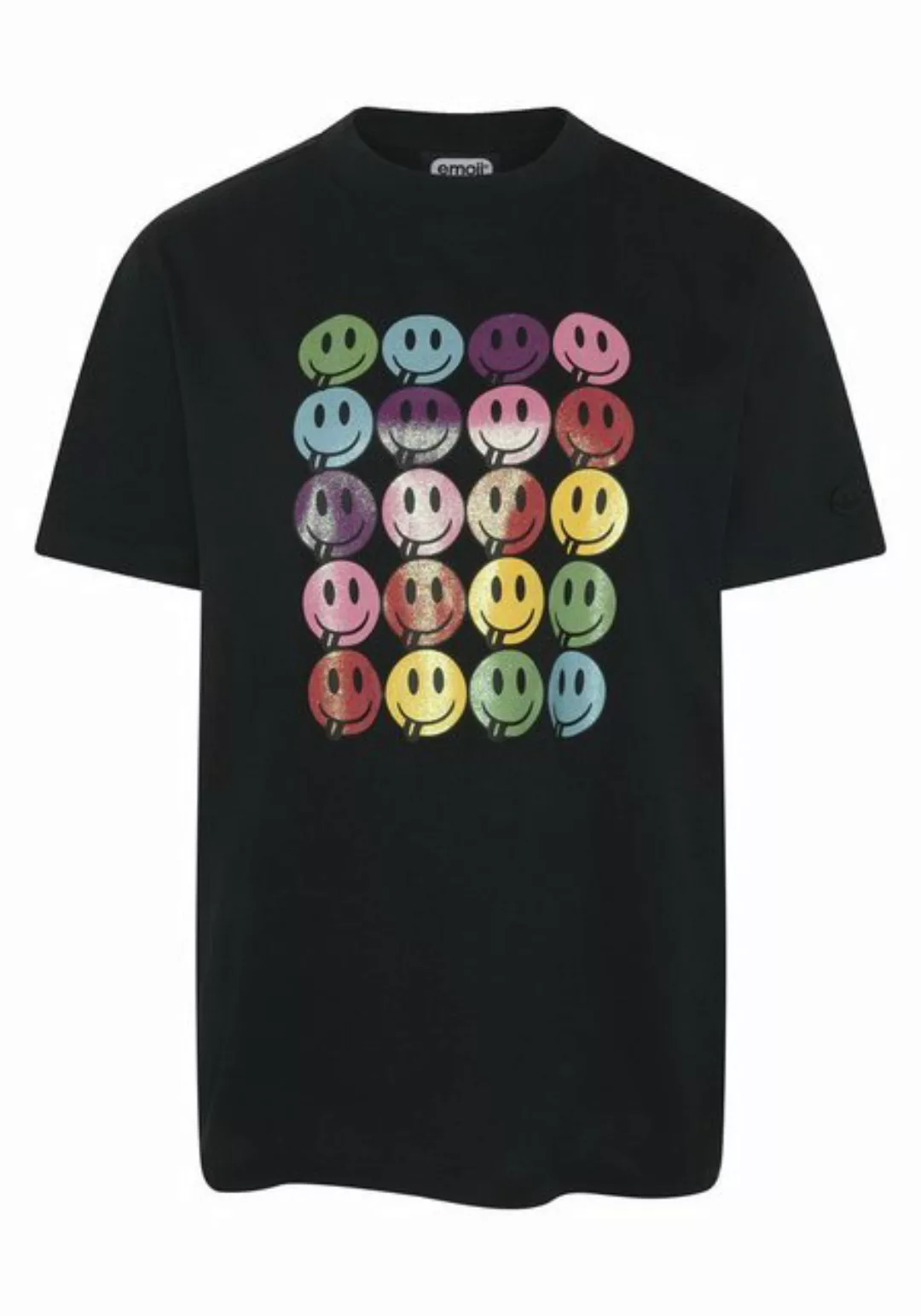 Emoji Print-Shirt mit Glitter-Grinsegesicht günstig online kaufen