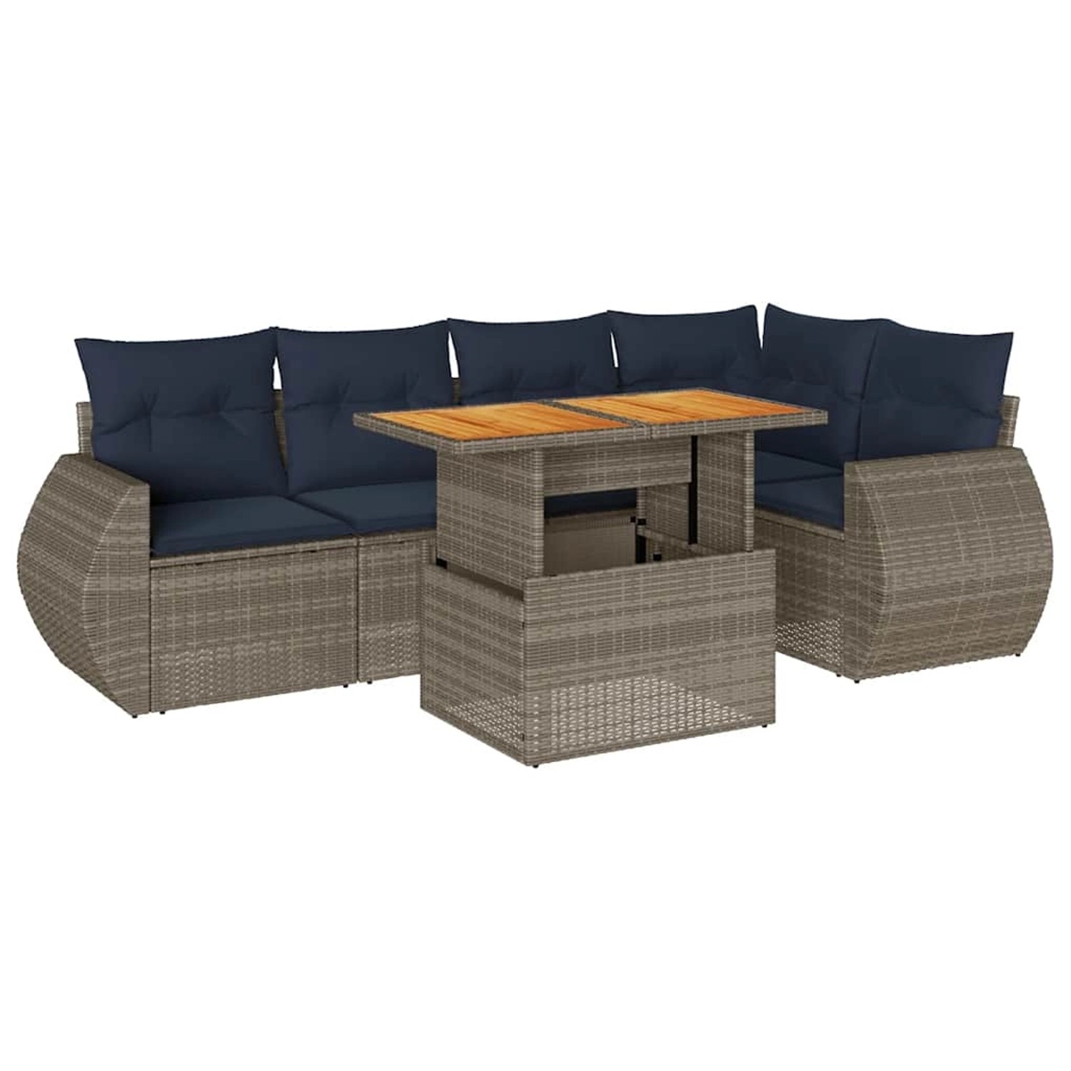 vidaXL 6-Tlg Garten-Sofagarnitur mit Kissen Grau Poly Rattan 3327267 günstig online kaufen