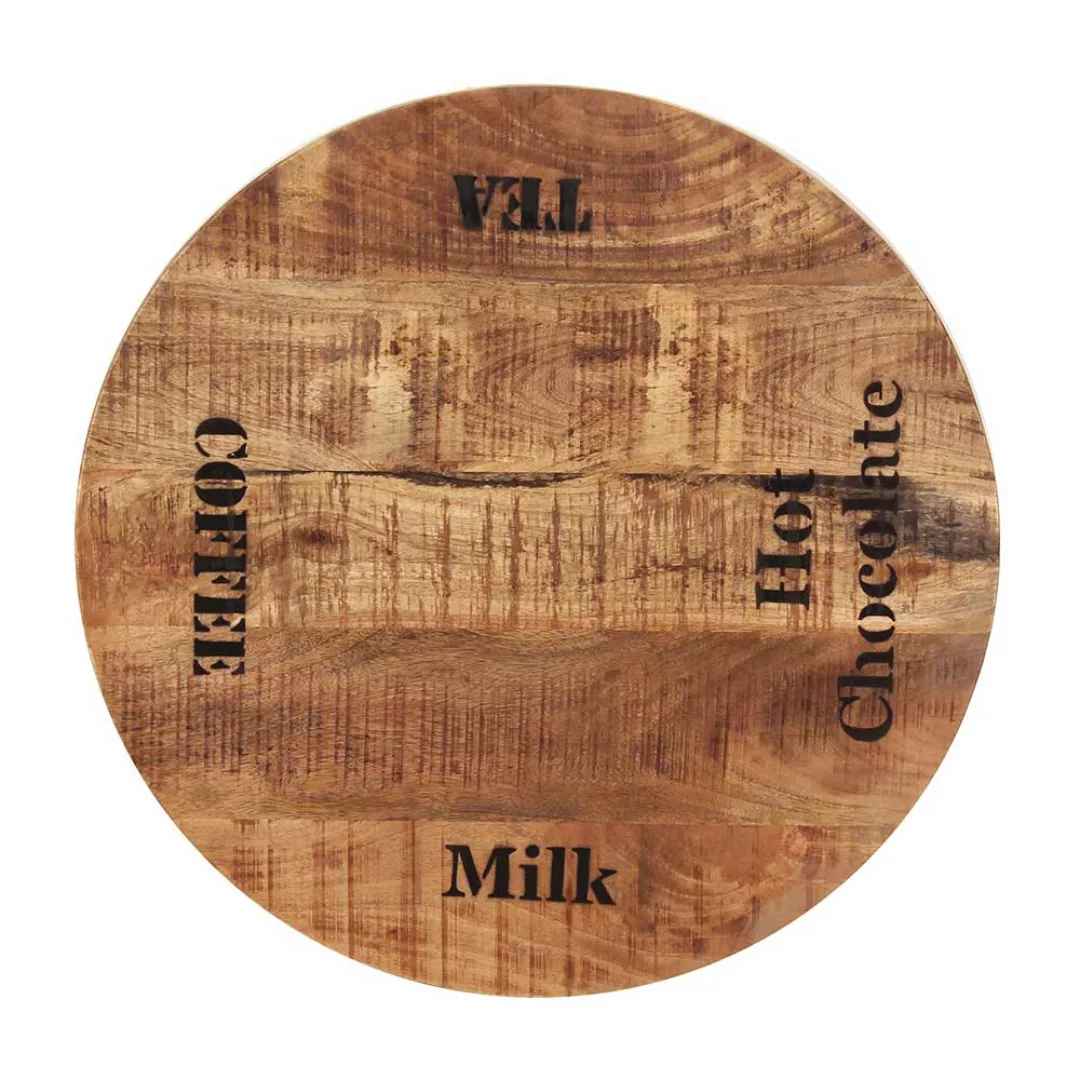Bistro Esstisch aus Mangobaum Massivholz bedruckt Gusseisen günstig online kaufen