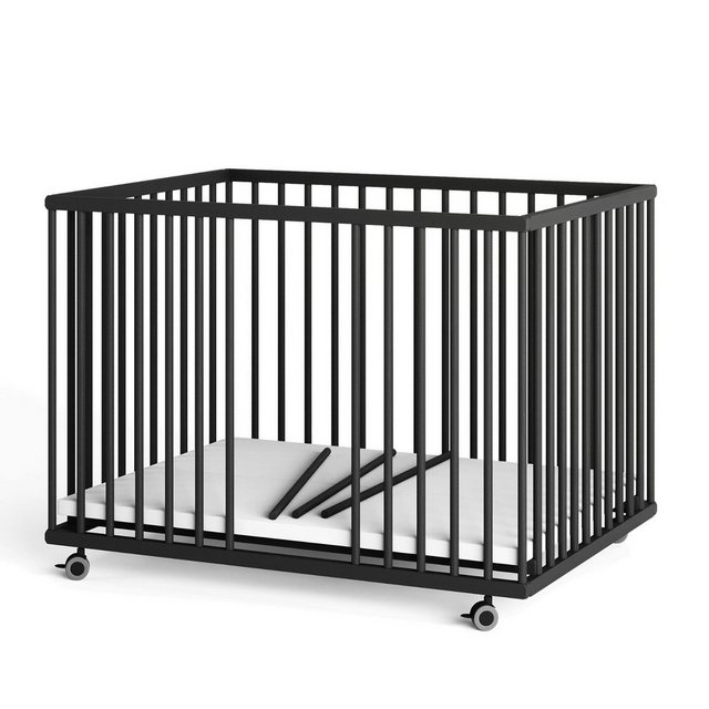 Sämann Babybett Laufgitter 75x100 cm Matratze & Schlupfsprossen Black Editi günstig online kaufen