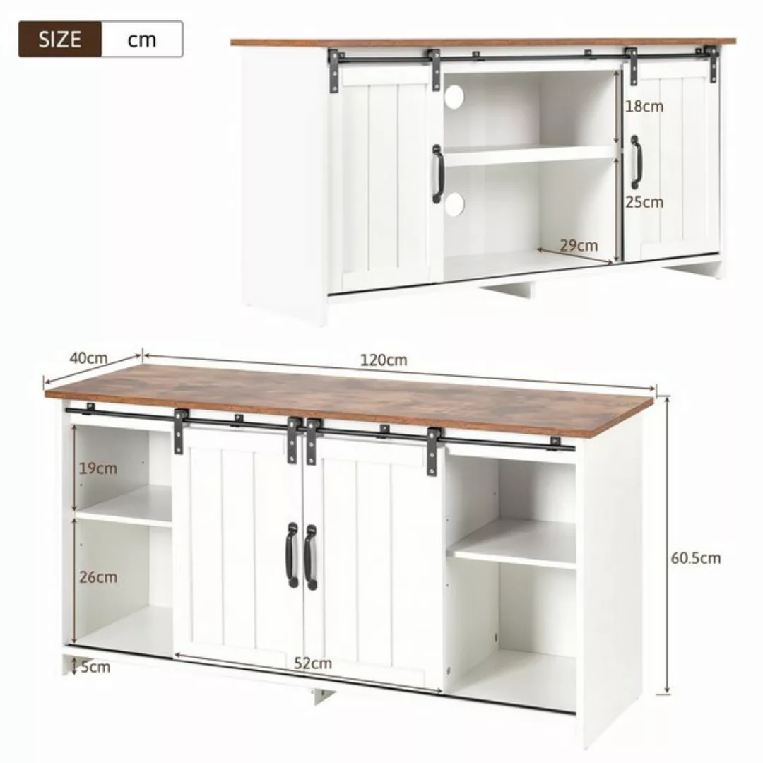 Odikalo TV-Schrank Sideboard Küchenschrank Stauraum 2 Schiebetüren Einlegeb günstig online kaufen