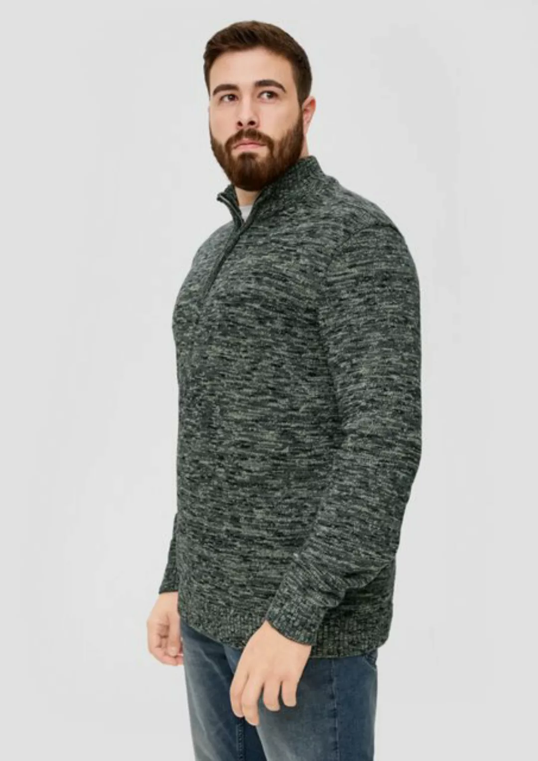 s.Oliver Strickpullover Troyer-Pullover aus Moulinegarn günstig online kaufen