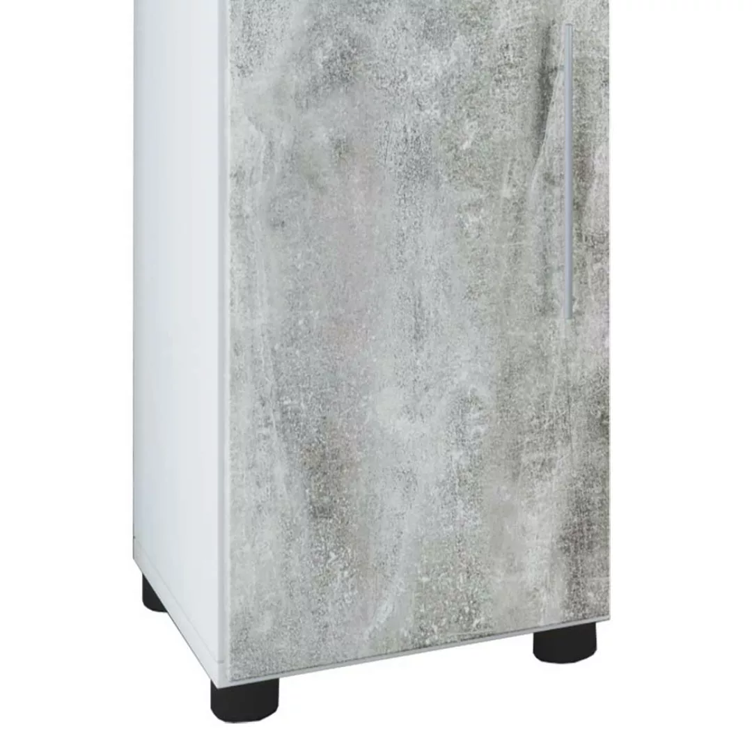 Badschrank mit offenem Fach in Beton Optik Grau & Weiß 93 cm hoch günstig online kaufen