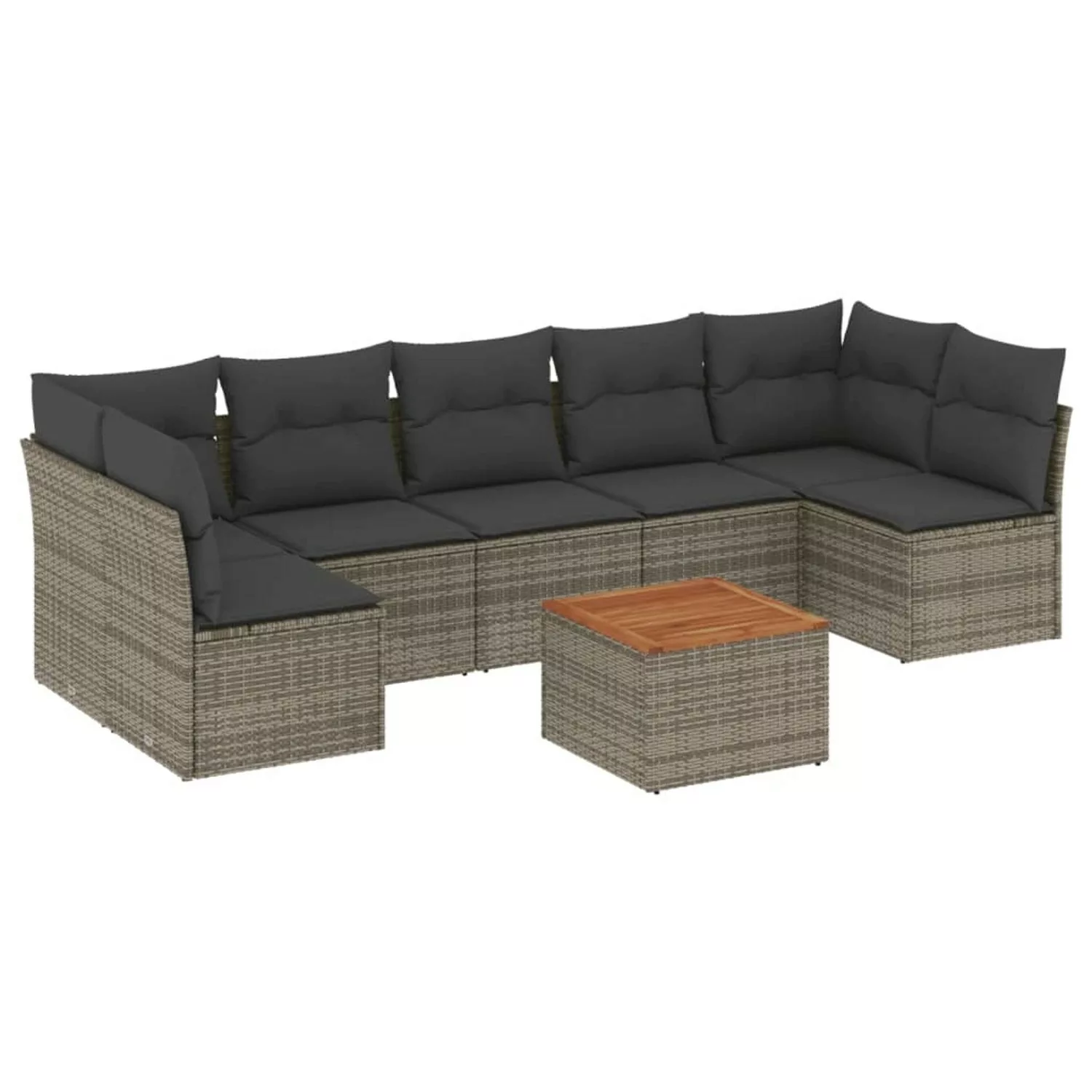 vidaXL 8-tlg Garten-Sofagarnitur mit Kissen Grau Poly Rattan Modell 87 günstig online kaufen