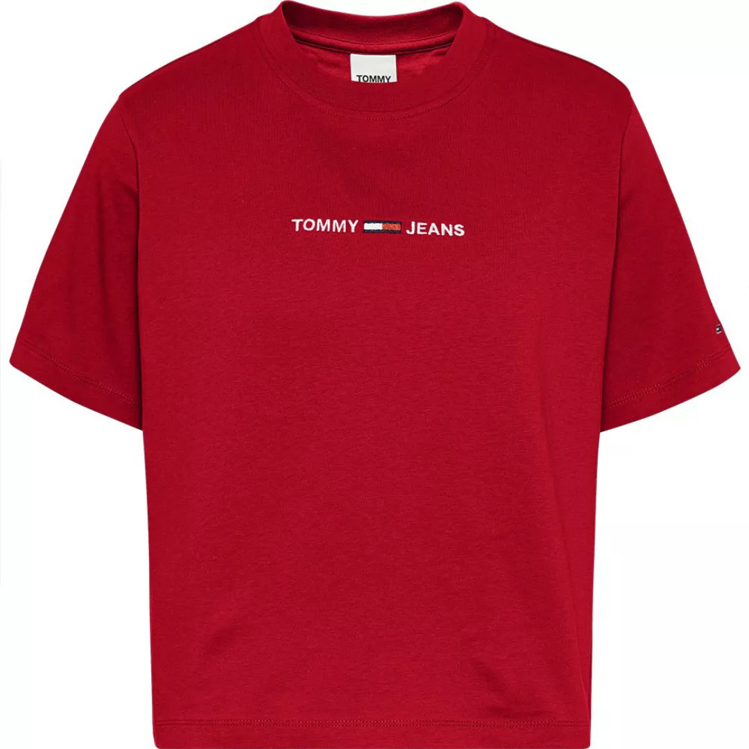 Tommy Jeans Boxy Crop Linear Logo Kurzärmeliges T-shirt S Deep Crimson günstig online kaufen