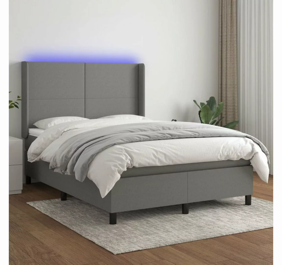 vidaXL Boxspringbett Boxspringbett mit Matratze und LED Stoff (140 x 190 cm günstig online kaufen