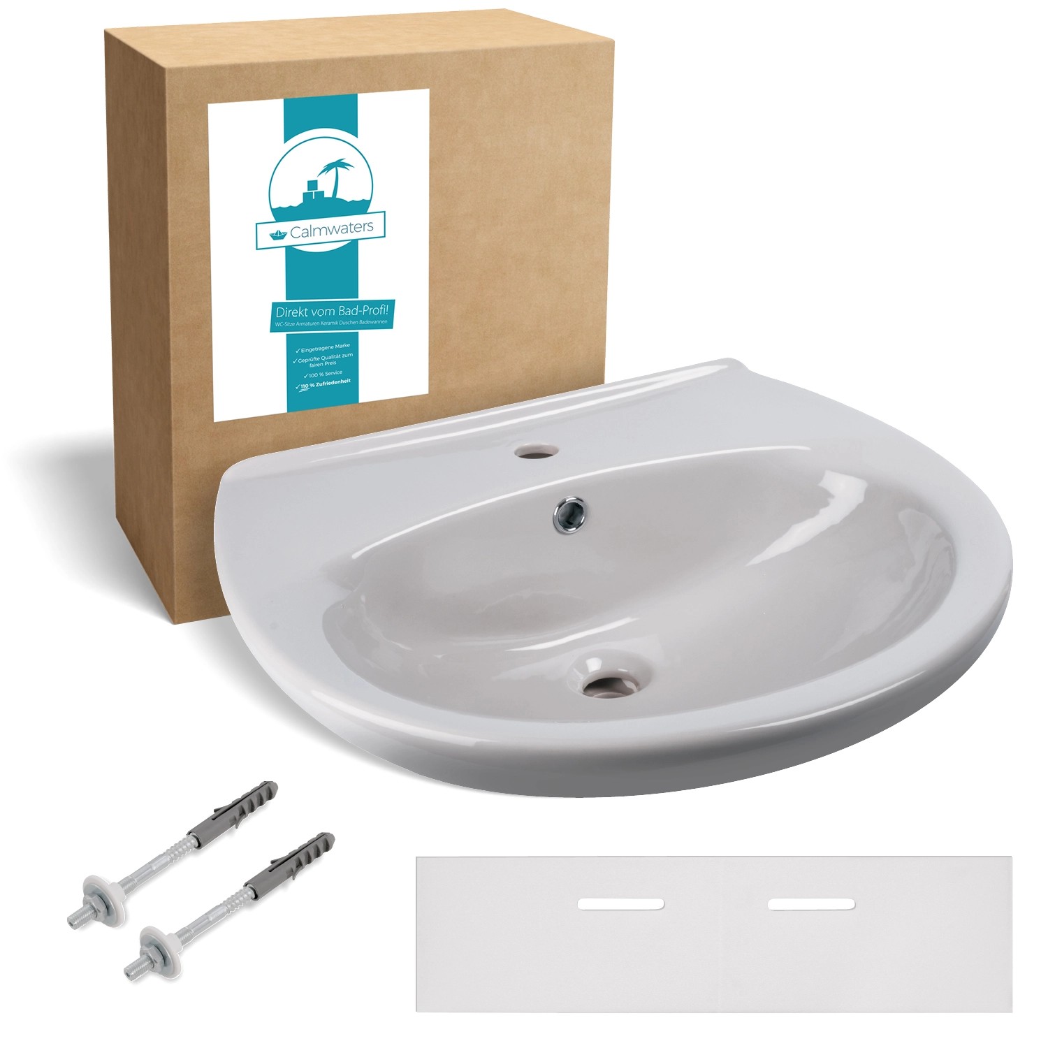 Calmwaters Hänge-Waschbecken 60 cm Manhattan-Grau Set Schallschutz Befestig günstig online kaufen