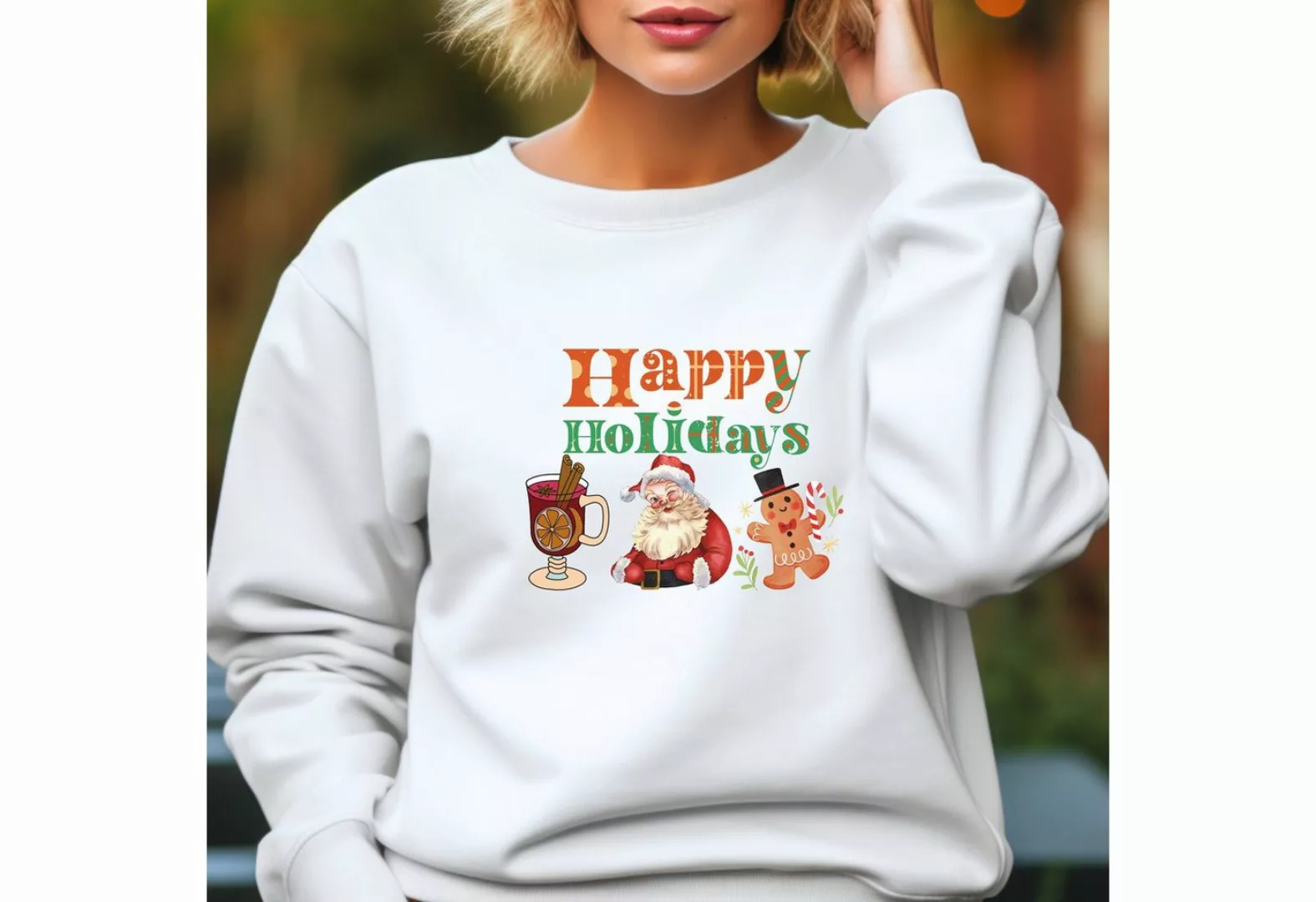 Quality Elegance Weihnachtssweatshirt Happy Holidays Weihnachtssweatshirt, günstig online kaufen