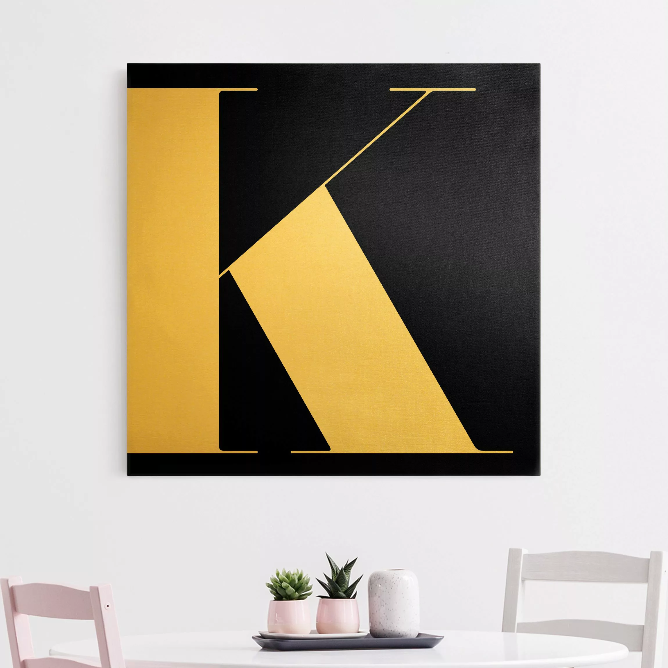 Leinwandbild Gold Antiqua Letter K Schwarz günstig online kaufen