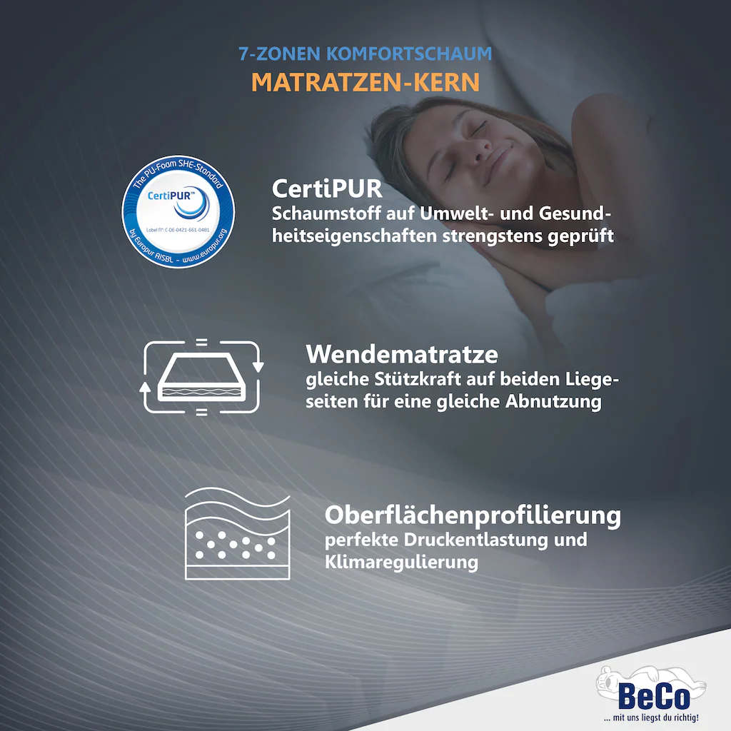 Beco Komfortschaummatratze "Medibett", 15 cm hoch, Raumgewicht: 28 kg/m³, ( günstig online kaufen