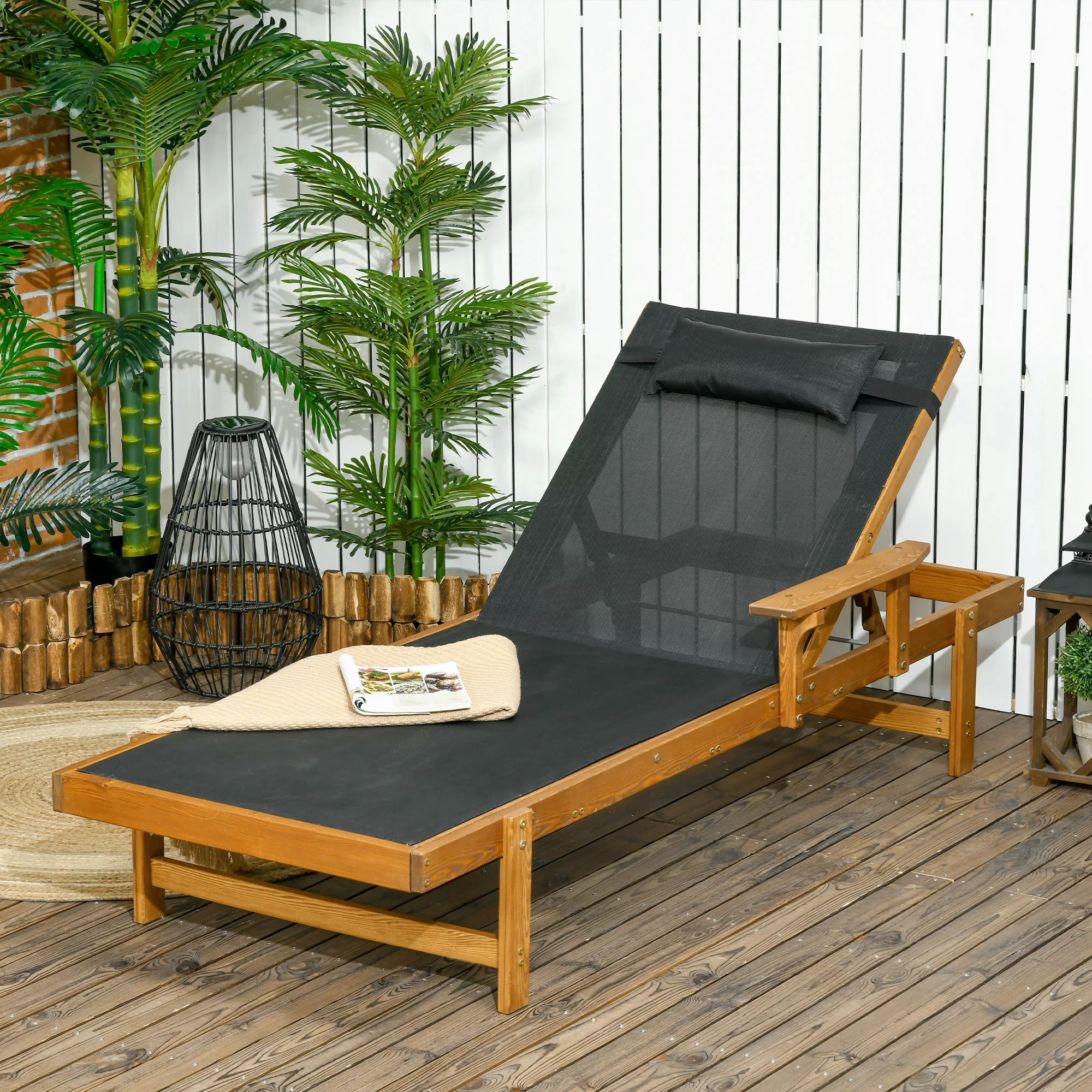 Outsunny Sonnenliege, Liegestuhl, Gartenliege mit verstellbarer Rücklehne, günstig online kaufen