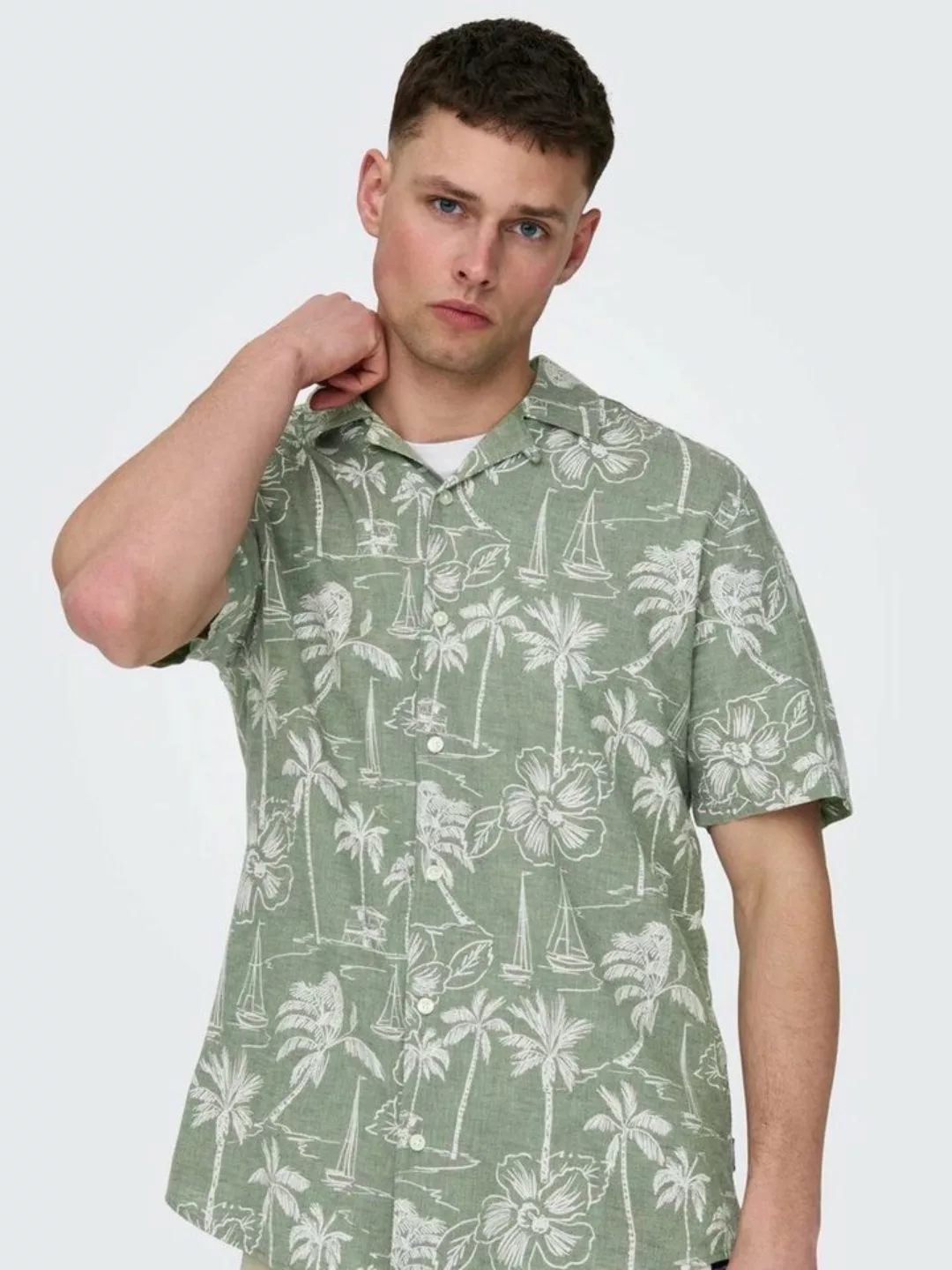 ONLY & SONS Hawaiihemd ONSCAIDEN SS RESORT AOP LINEN SHIRT NOOS günstig online kaufen