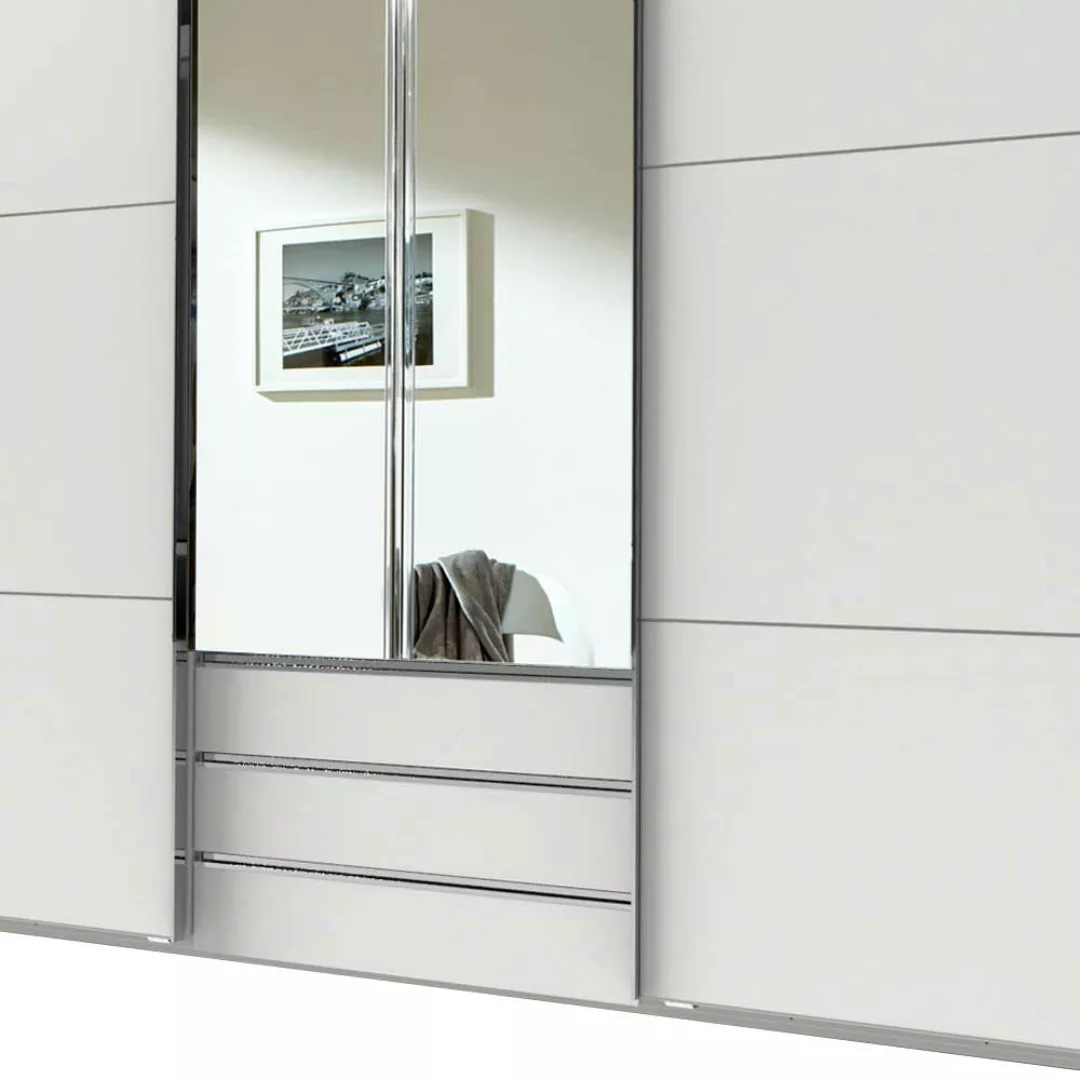 Kleiderschrank Schiebetüren Weiß-Spiegel 300x216 cm günstig online kaufen