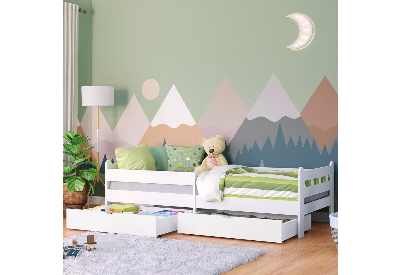 Bellabino Kinderbett Kuru (Einzelbett 90x200 cm in weiß), aus MDF günstig online kaufen