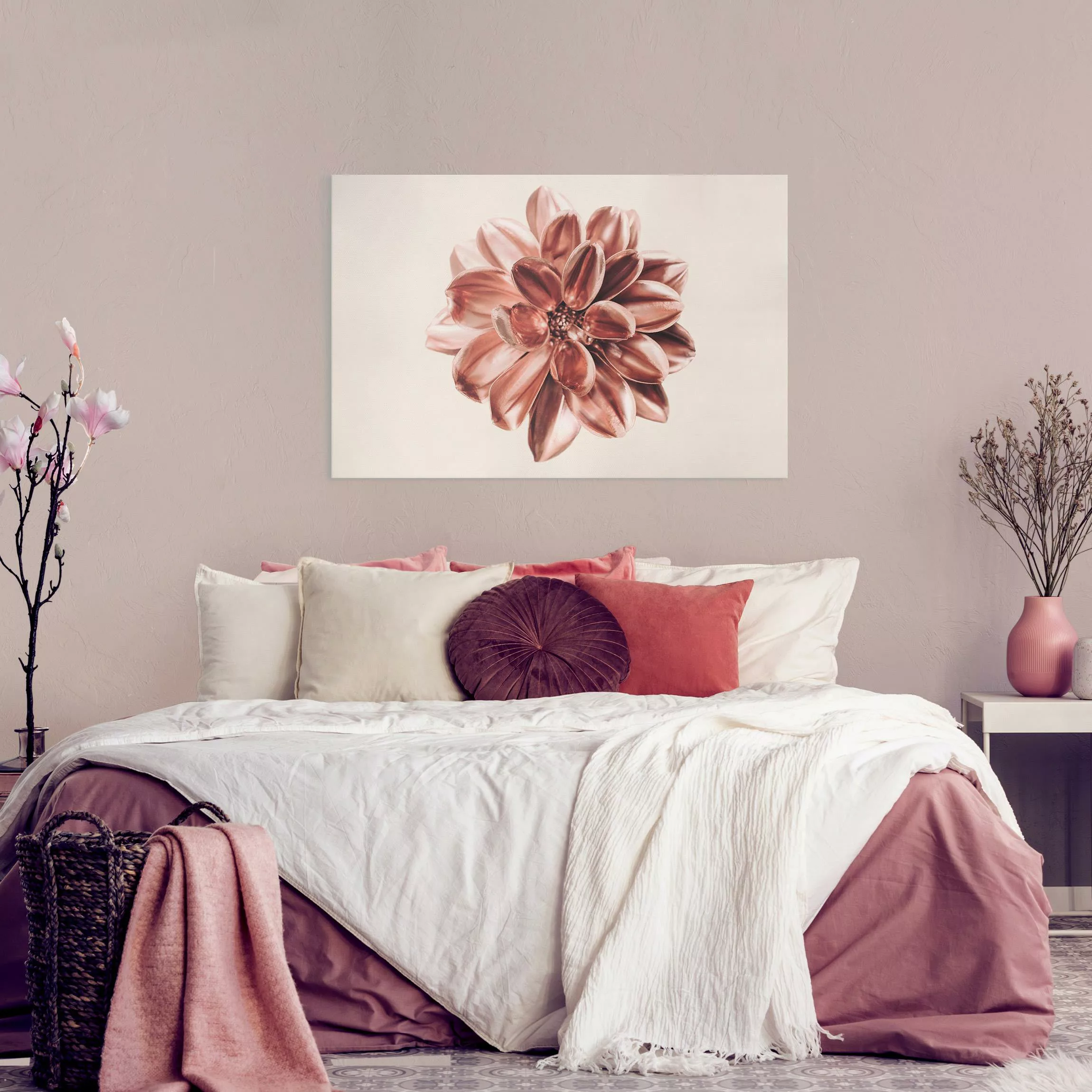 Leinwandbild Dahlie Rosegold Metallic Rosa günstig online kaufen