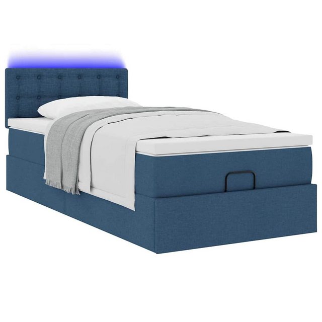 vidaXL Bett Ottoman-Bett mit Matratze & LEDs Blau 80x200 cm Stoff günstig online kaufen