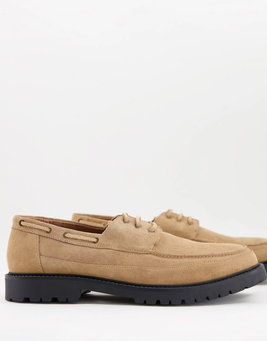 H By Hudson – Keilder –Bootschuhe aus Wildleder in Beige mit dicker Sohle-N günstig online kaufen