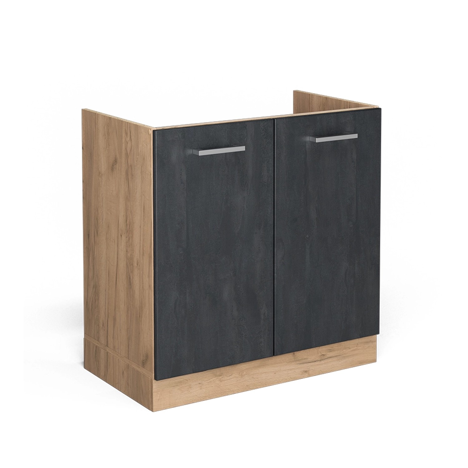 Vicco Spülenunterschrank R-Line, Schwarz Beton/Goldkraft Eiche, günstig online kaufen