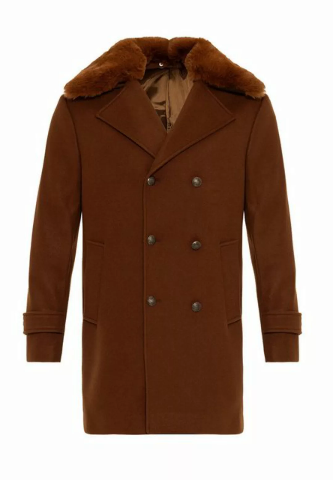 Antioch Wintermantel Faux Fur Detailed Collar Double Breasted Coat günstig online kaufen