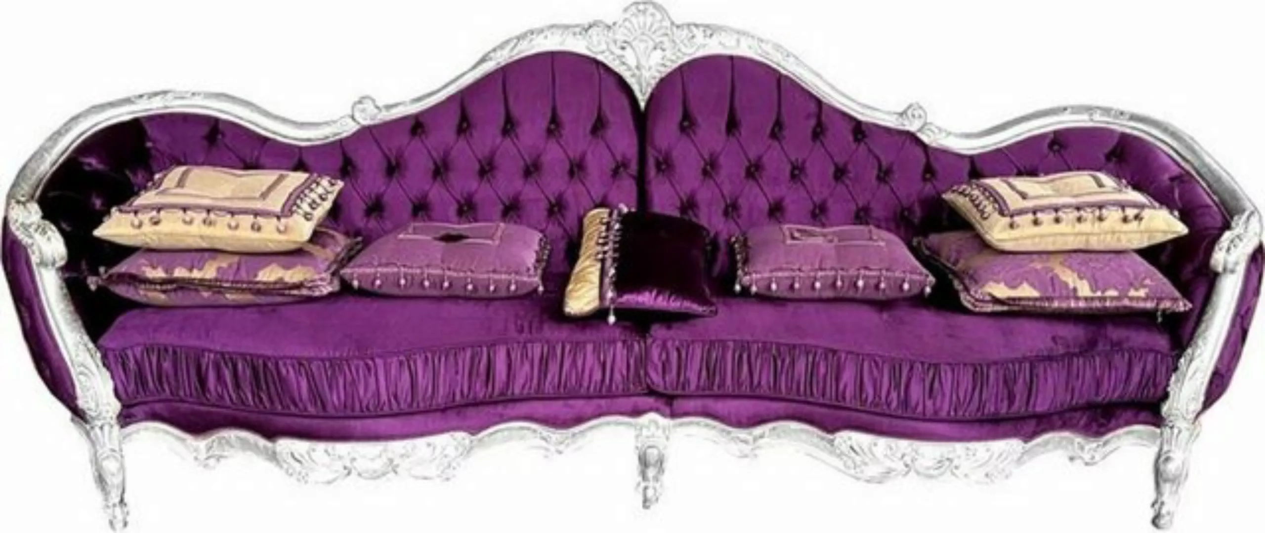 Casa Padrino Sofa Luxus Barock Sofa Lila / Silber - Handgefertigtes Wohnzim günstig online kaufen