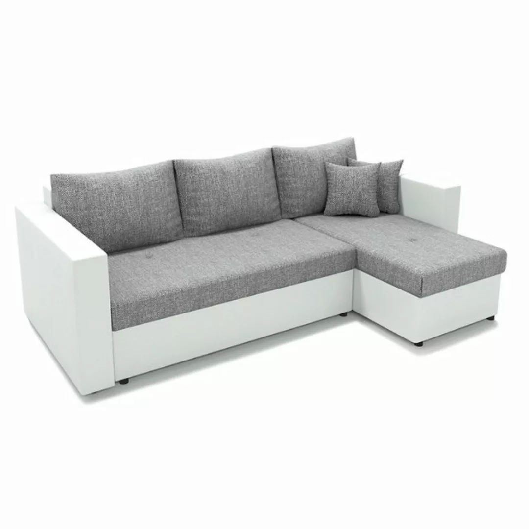 Vicco Ecksofa Sofa Couch Schlafsofa mit Schlaffunktion Grau/Grau, mit Bettf günstig online kaufen