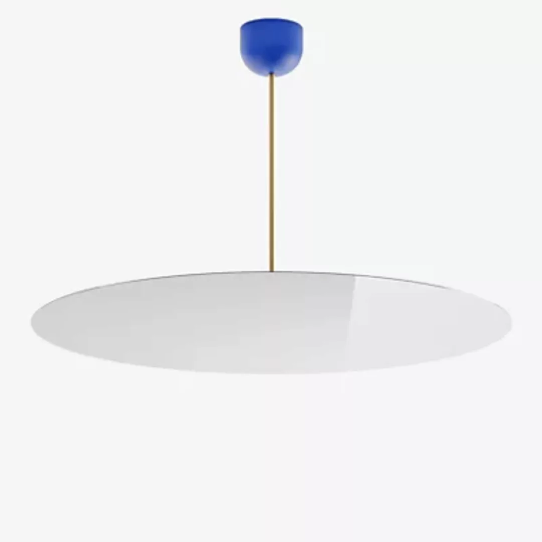 Luceplan Millimetro Pendelleuchte LED, blau/messing - H. 53 cm - ø85 - Phas günstig online kaufen