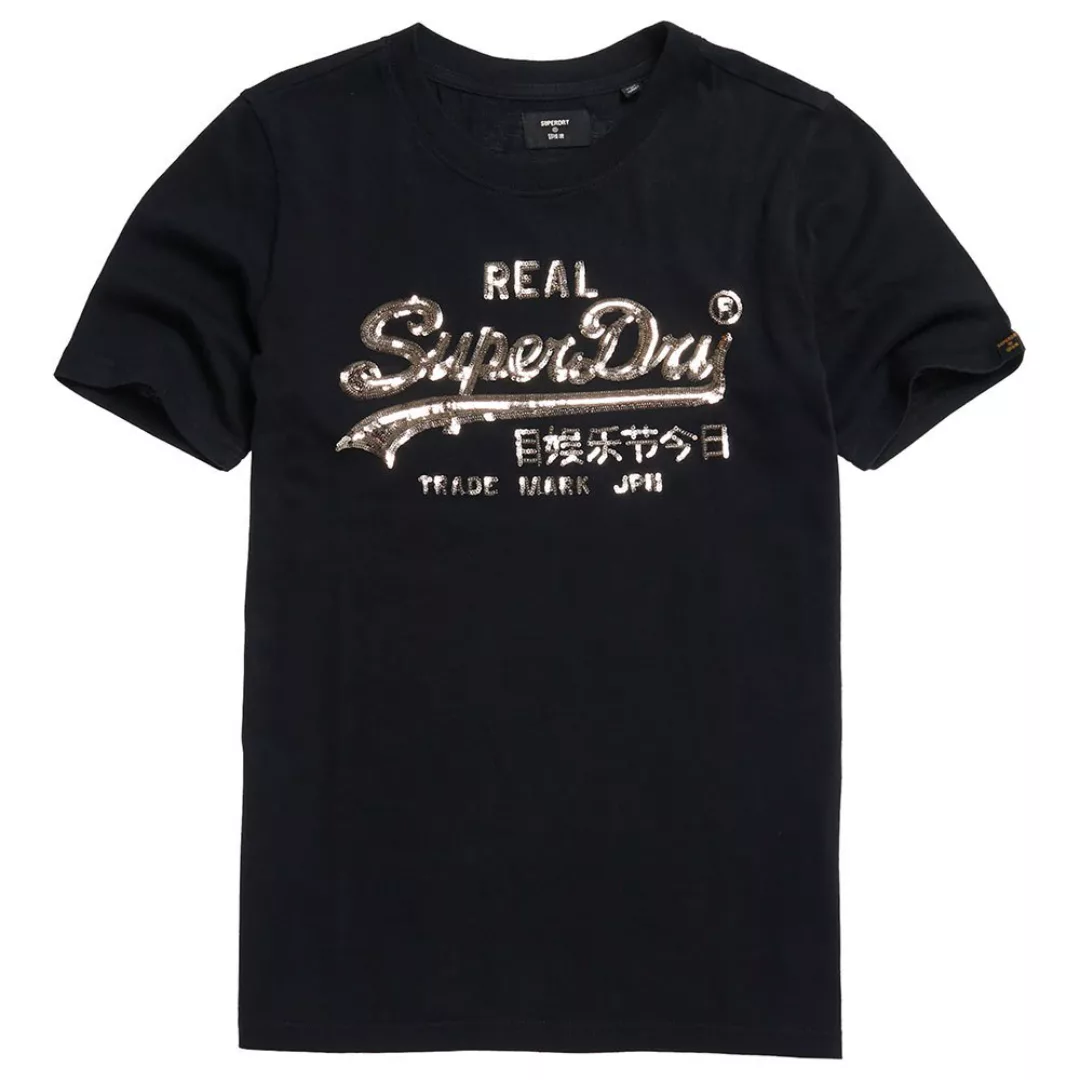 Superdry Vintage Logo Boho Sparkle Kurzarm T-shirt XS Black günstig online kaufen