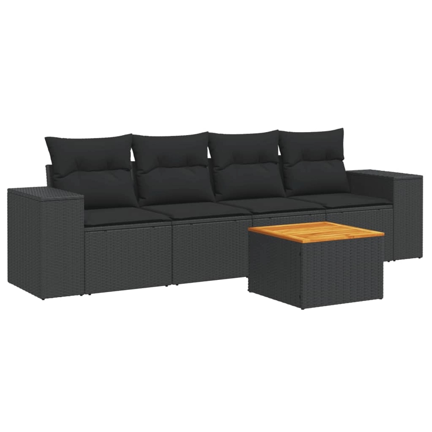 vidaXL 5-tlg Garten-Sofagarnitur mit Kissen Schwarz Poly Rattan Modell 50 günstig online kaufen