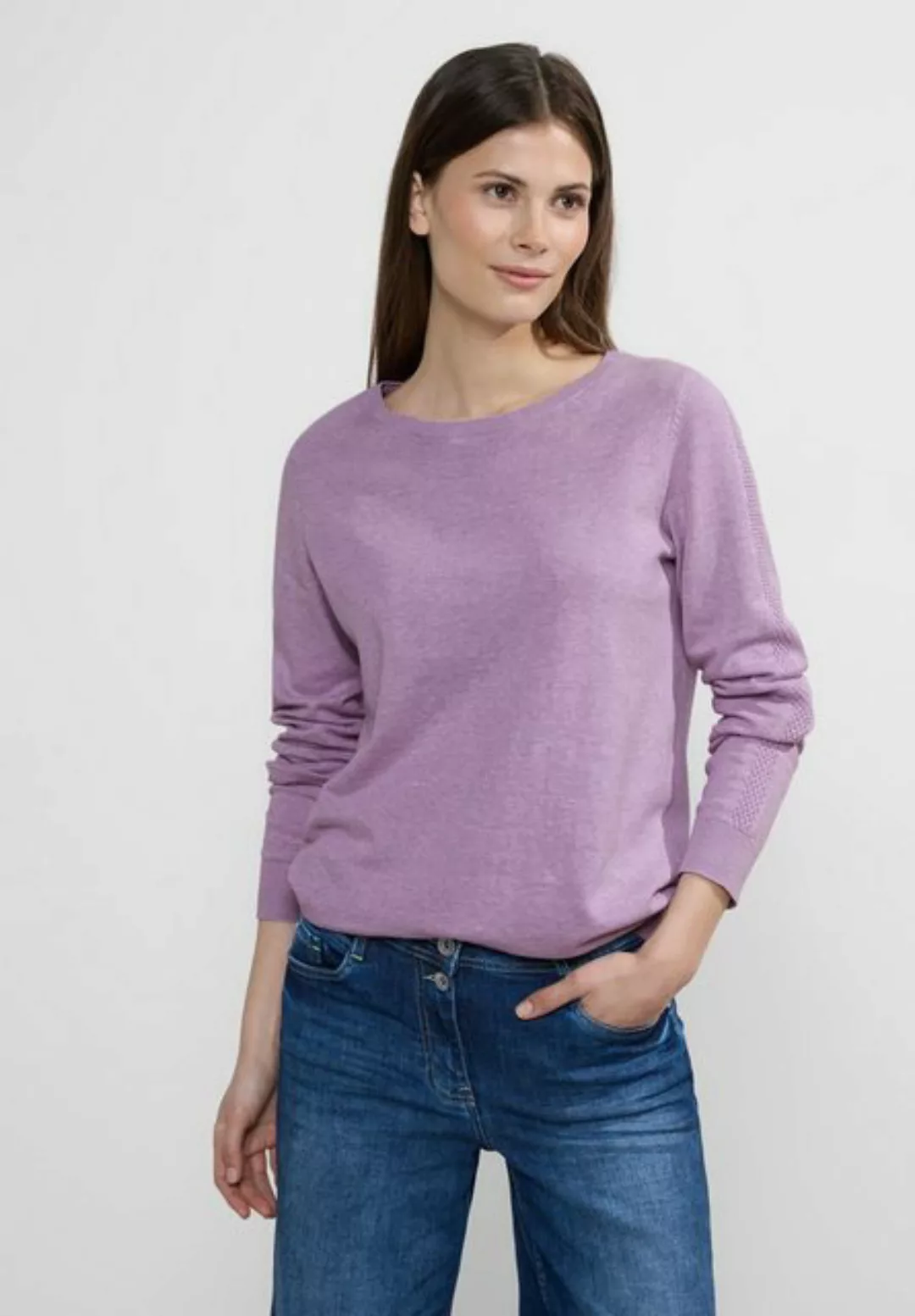 Cecil Sweatshirt TOS_Oversized V-Neck Pullover, sporty lilac melange günstig online kaufen