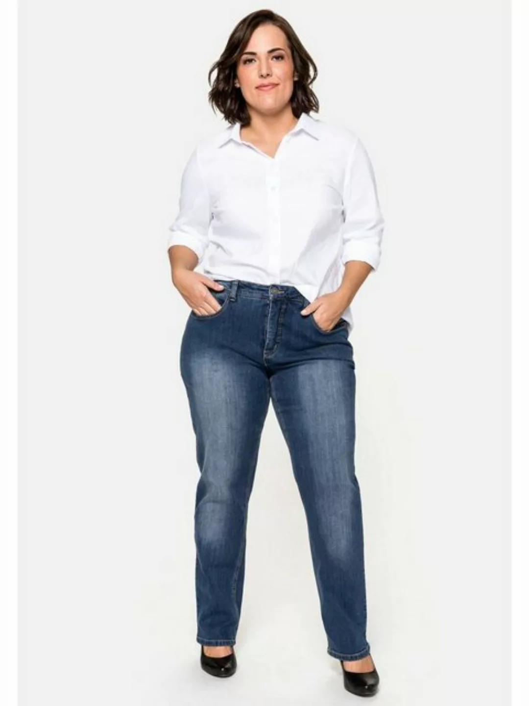 Sheego Stretch-Jeans "Große Größen", Bauch-weg-Effekt günstig online kaufen