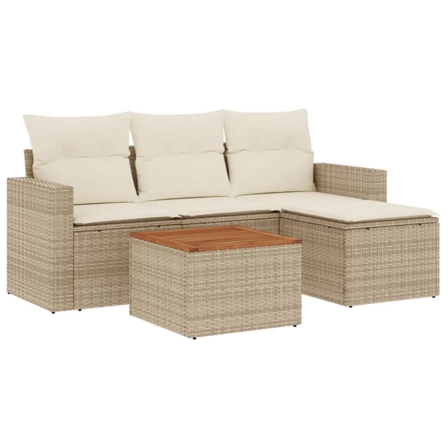 vidaXL 5-Tlg Garten-Sofagarnitur mit Kissen Beige Poly Rattan 3224091 günstig online kaufen